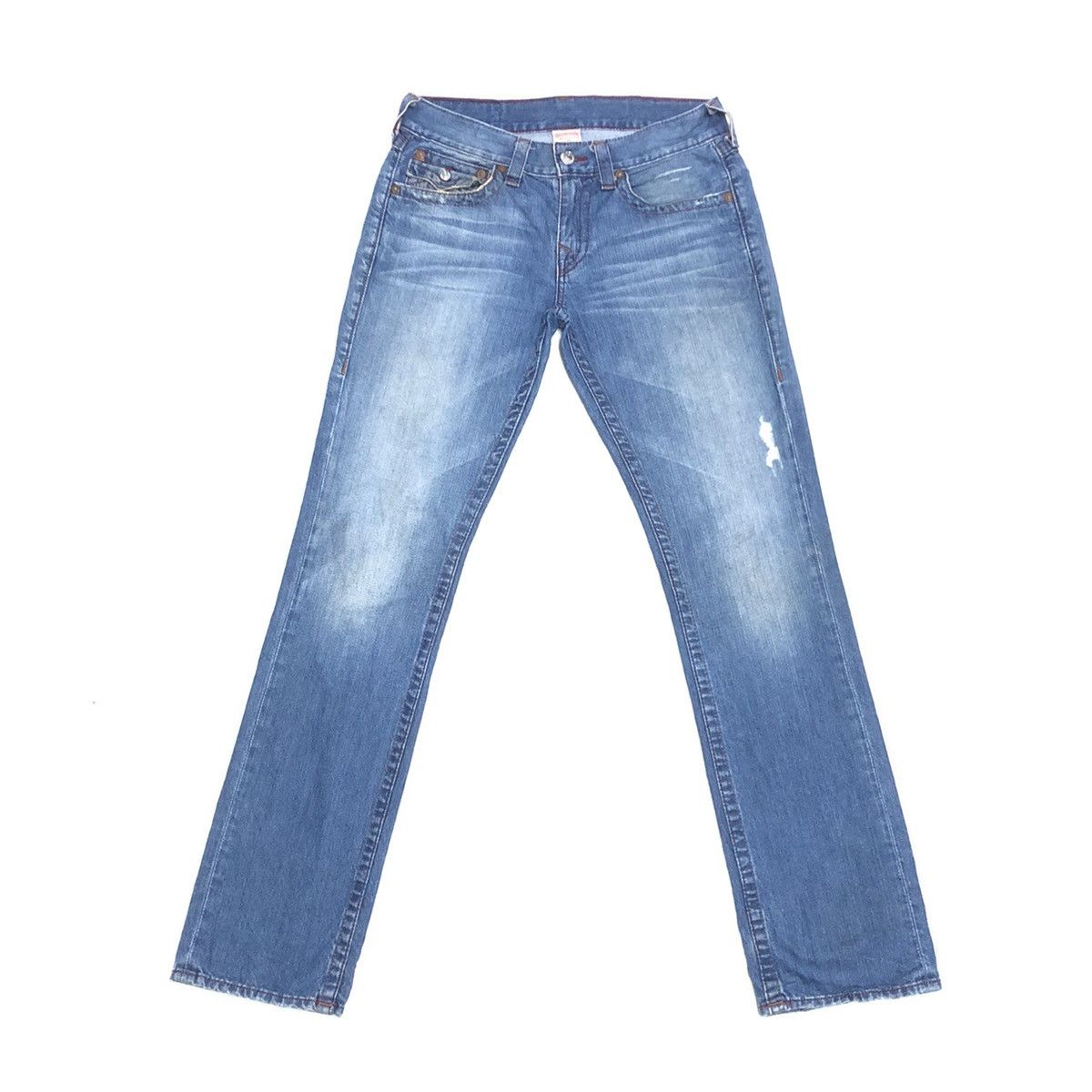 image of Vintage True Religion Usa Distressed Straight Cut Denim in Blue, Men's (Size 32)