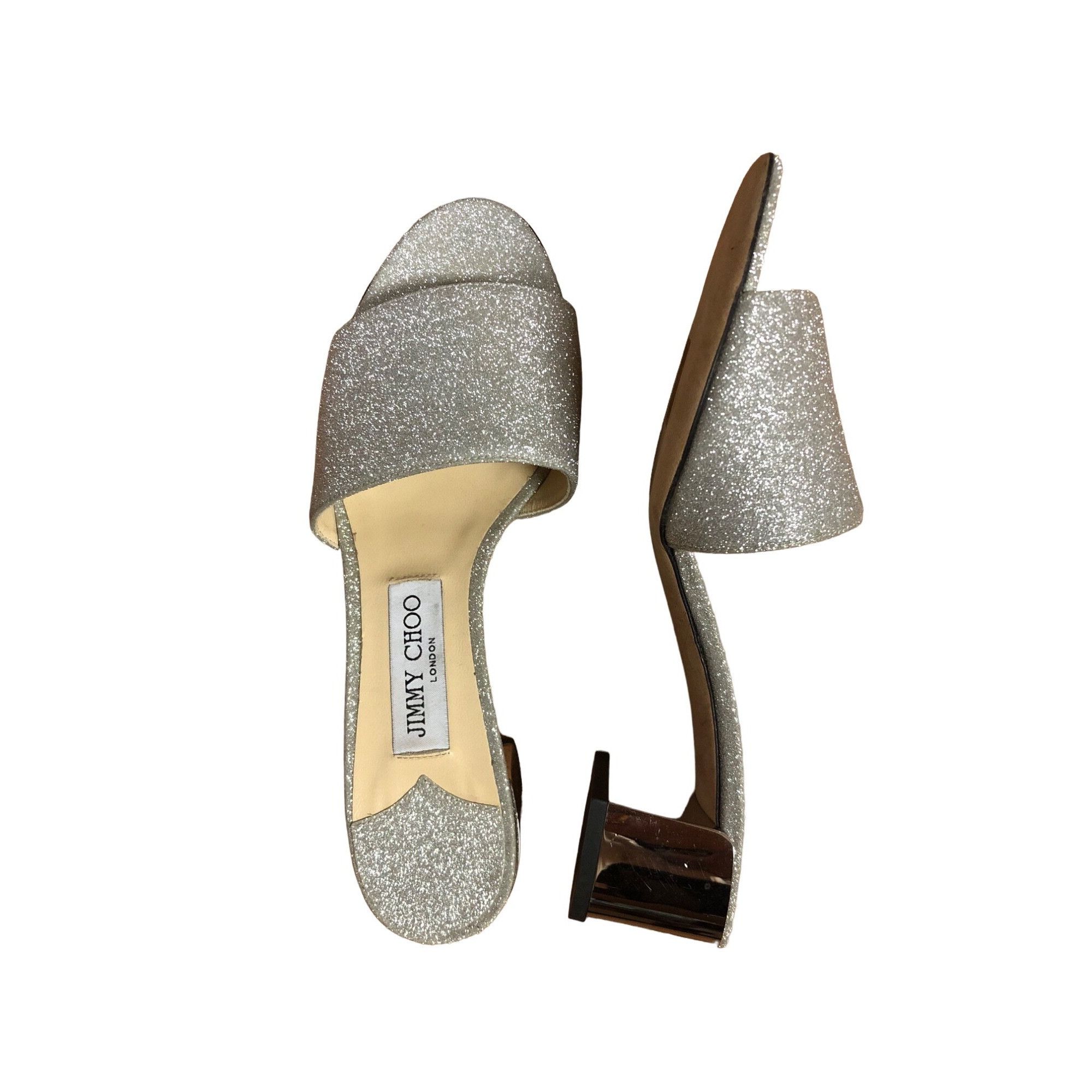 JIMMY CHOO 'STACEY 85' MULES Size 37.5 EUR Pre Owned