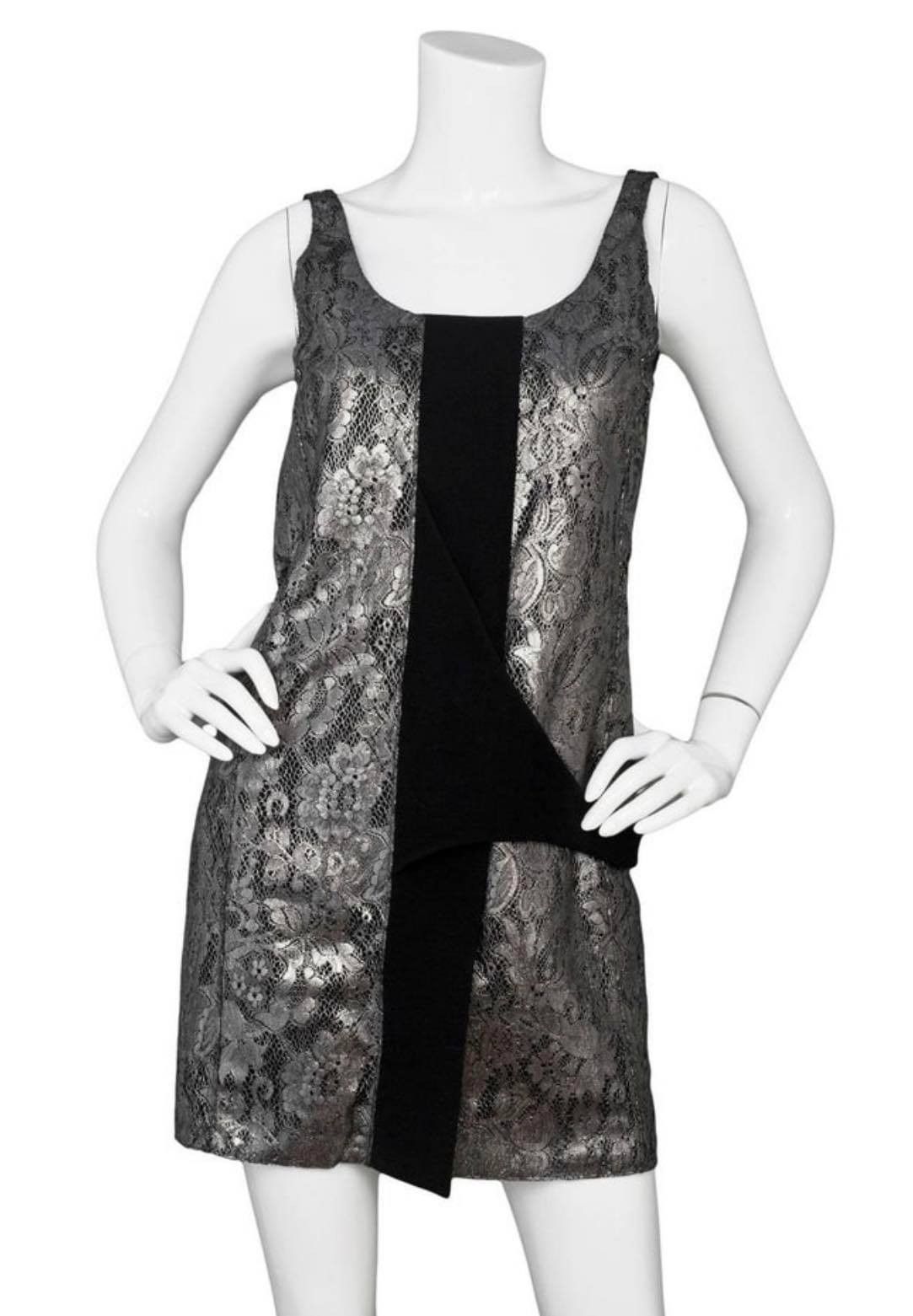 Balenciaga Metallic Lace Shift Dress