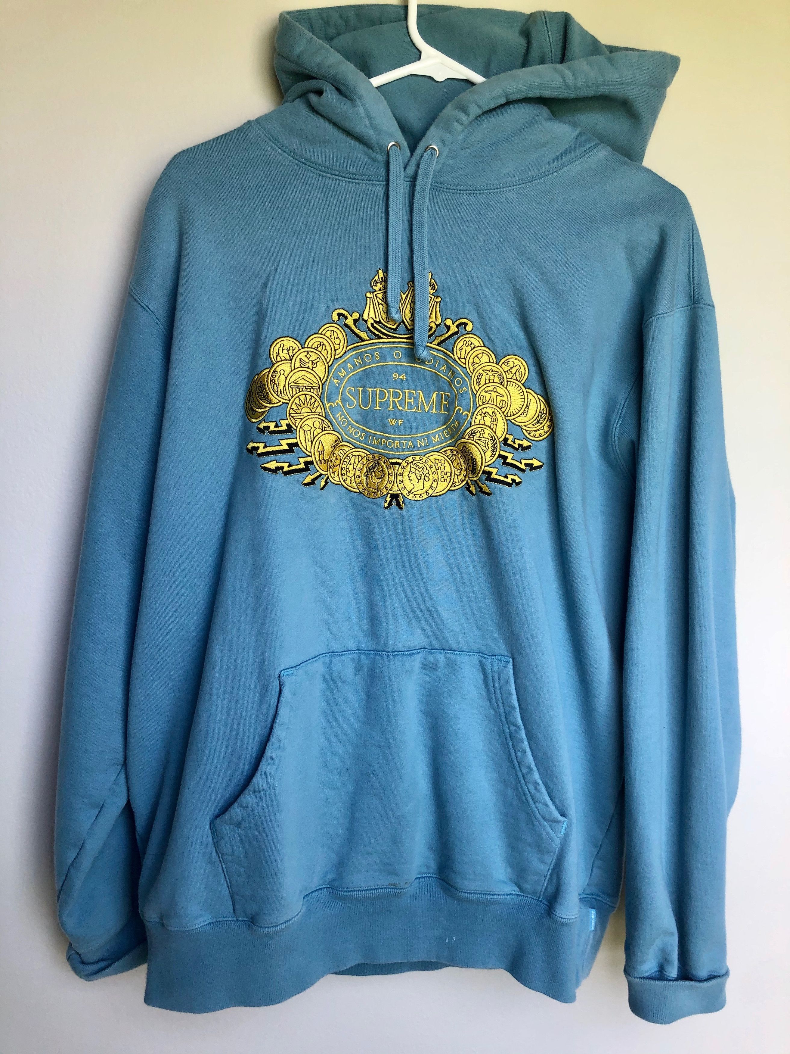Supreme RARE Supreme Amanos o Odianos BLUE Hoodie RARE Grailed