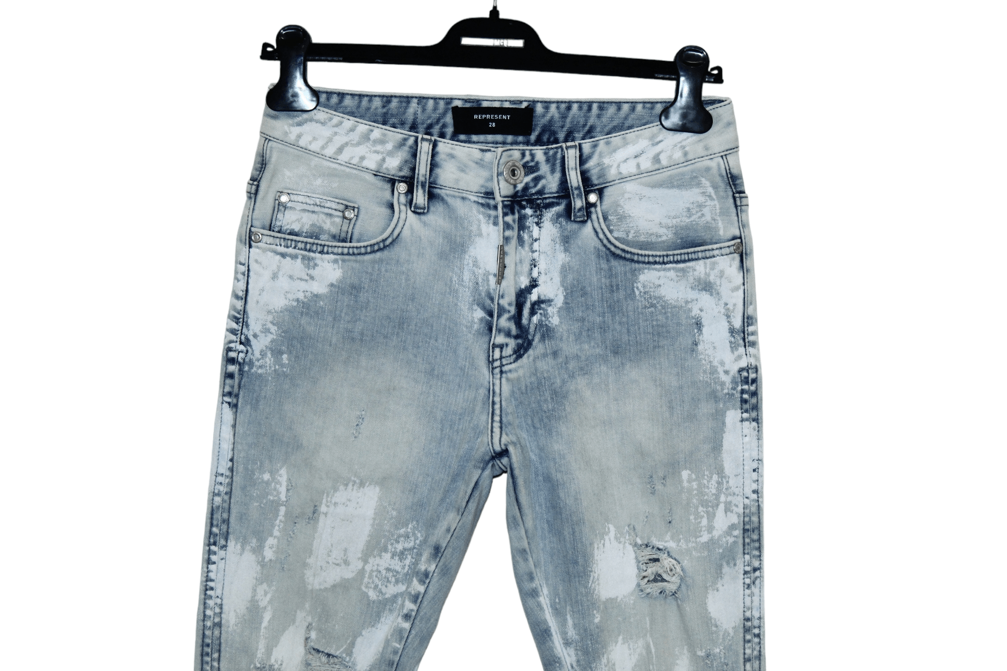 Represent Clo. Represent Knee Destroyer Bleach Blue Denim Skinny Jeans Size US 29 - 3 Thumbnail