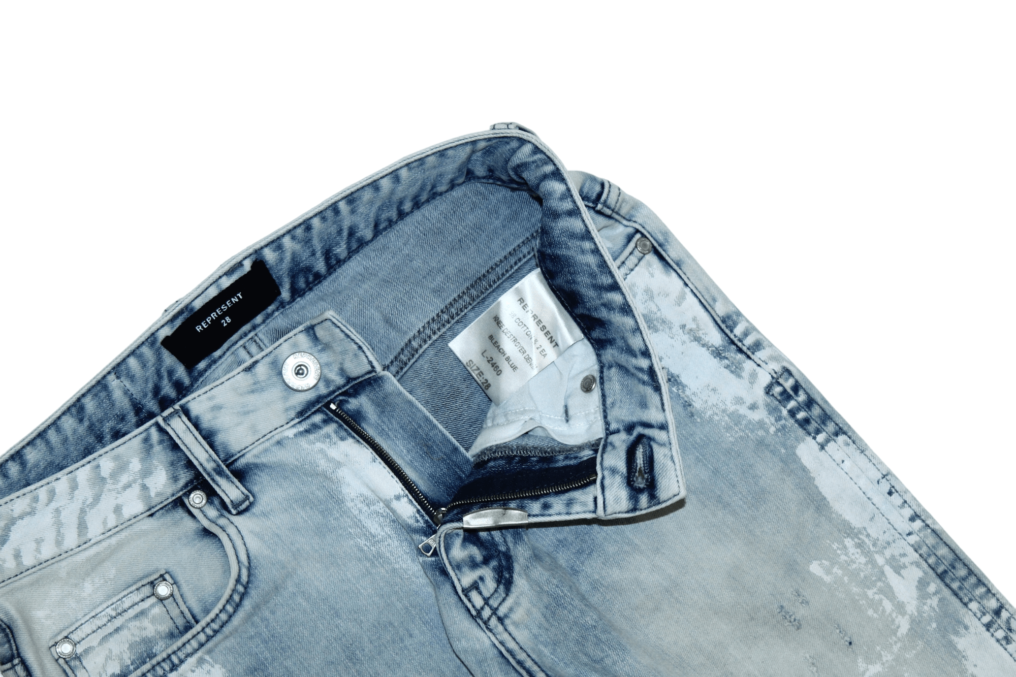 Represent Clo. Represent Knee Destroyer Bleach Blue Denim Skinny Jeans Size US 29 - 10 Thumbnail