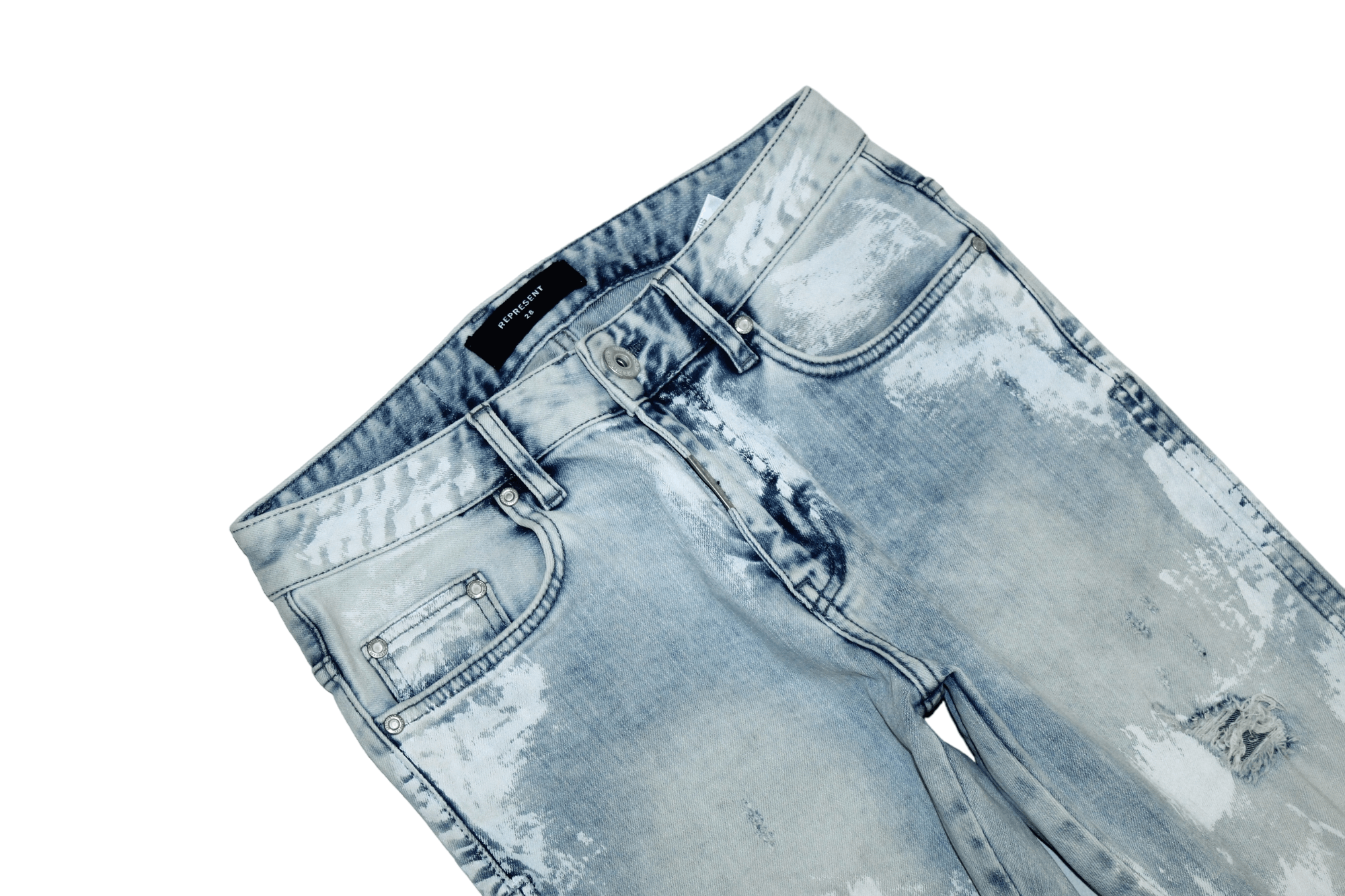 Represent Clo. Represent Knee Destroyer Bleach Blue Denim Skinny Jeans Size US 29 - 7 Thumbnail