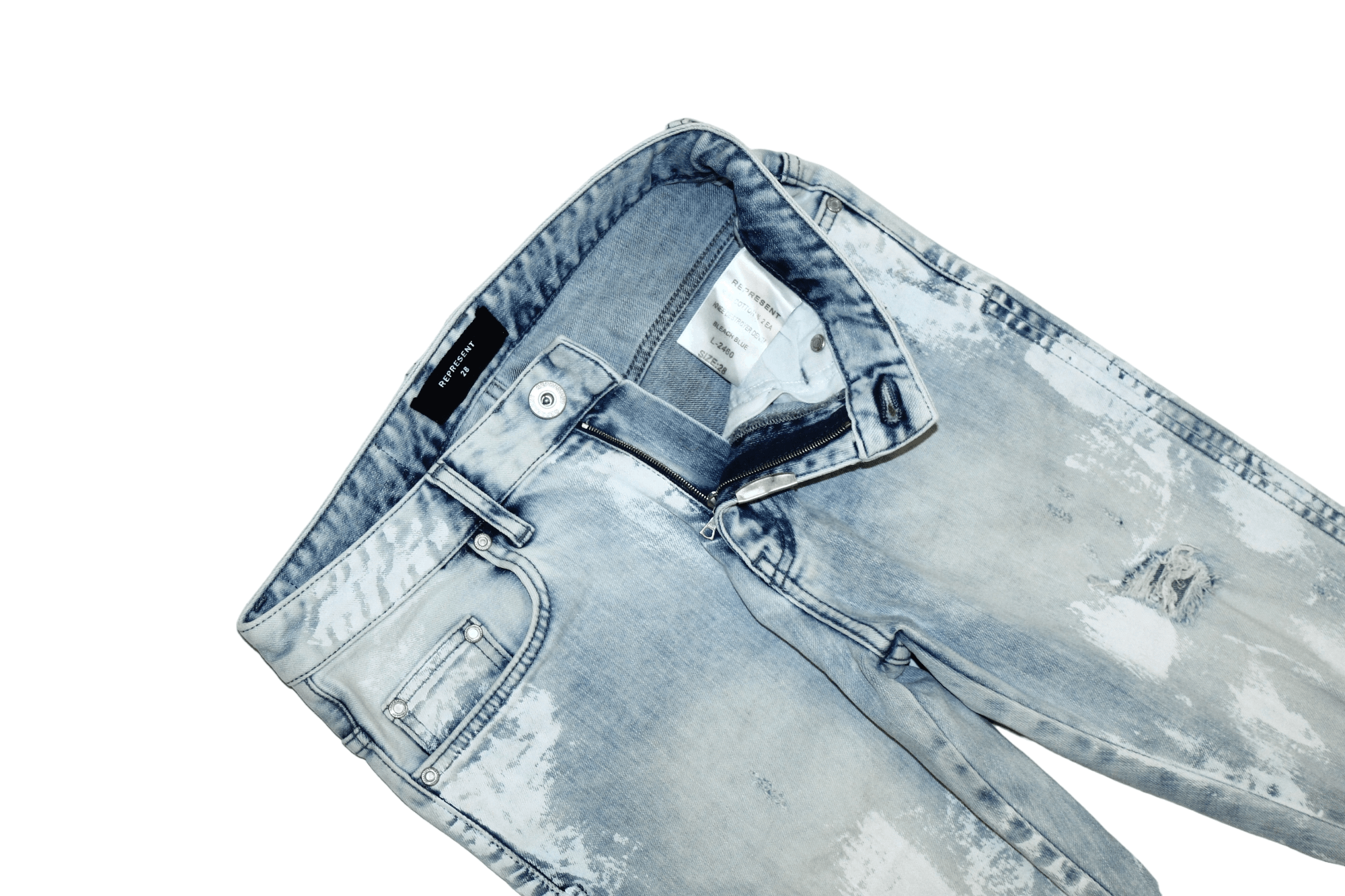 Represent Clo. Represent Knee Destroyer Bleach Blue Denim Skinny Jeans Size US 29 - 9 Thumbnail