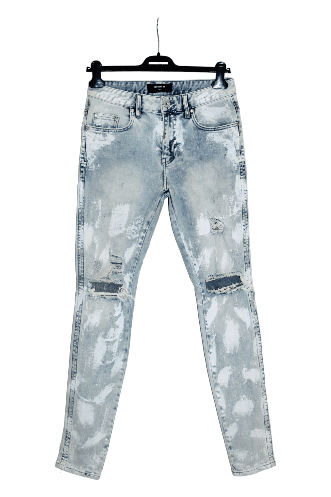 Represent Clo. Represent Knee Destroyer Bleach Blue Denim Skinny Jeans Size US 29 - 12 Thumbnail