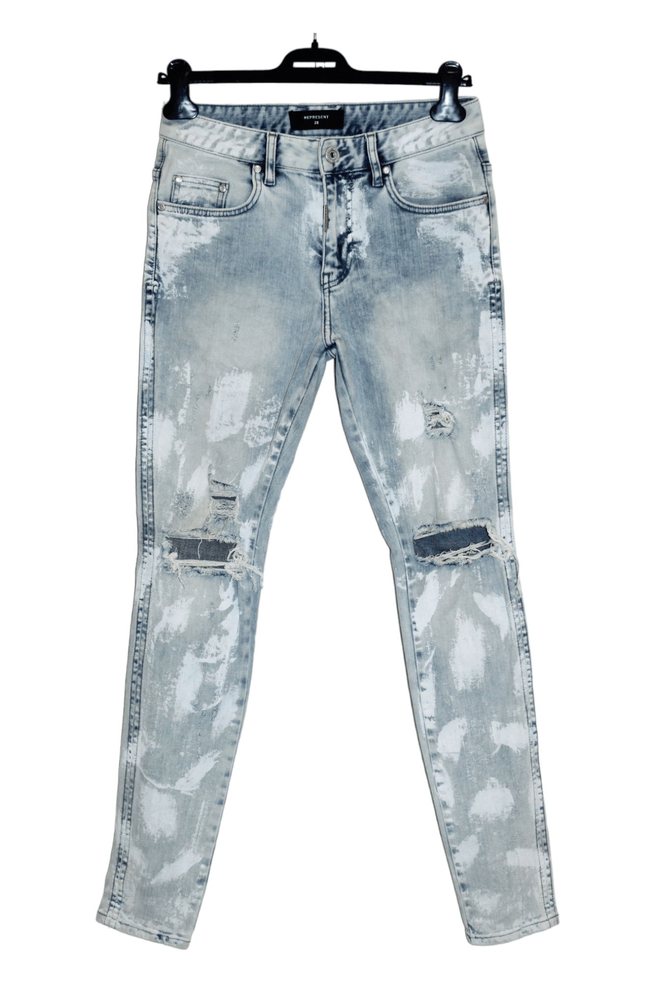Represent Clo. Represent Knee Destroyer Bleach Blue Denim Skinny Jeans Size US 29 - 1 Thumbnail