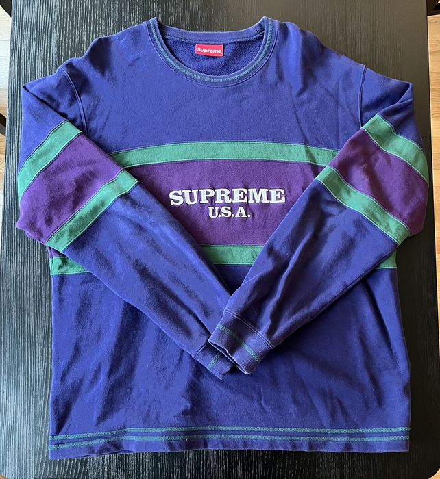 Supreme center outlet stripe crewneck