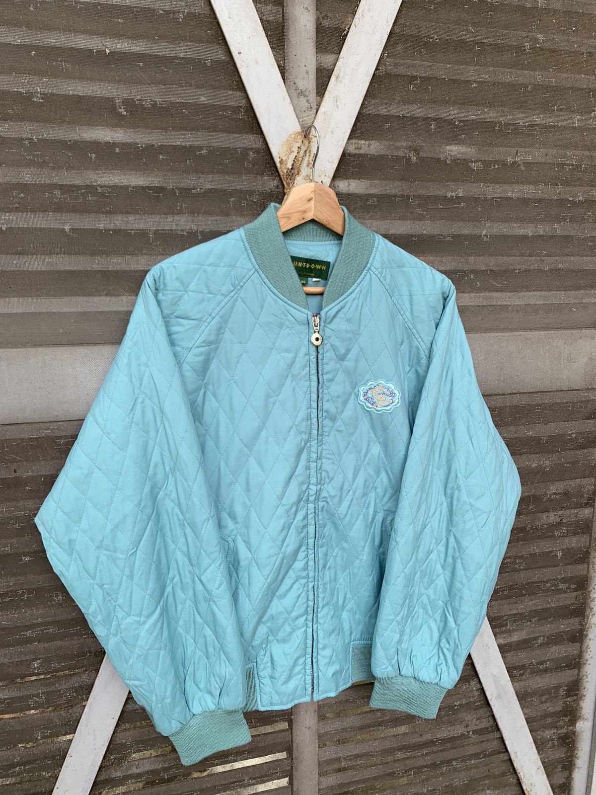 Japanese Brand VINTAGE COUNTDOWN TURQUOISE DIAMOND QUILTED PUFFER JACKET Size US L / EU 52-54 / 3 - 4 Thumbnail