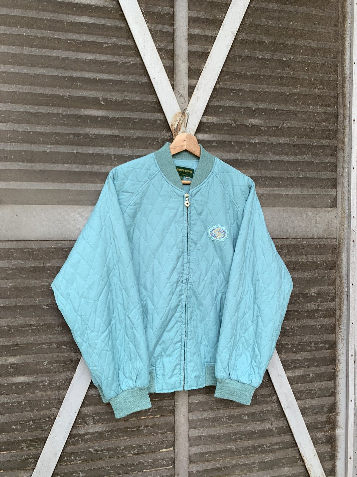 Japanese Brand VINTAGE COUNTDOWN TURQUOISE DIAMOND QUILTED PUFFER JACKET Size US L / EU 52-54 / 3 - 2 Thumbnail