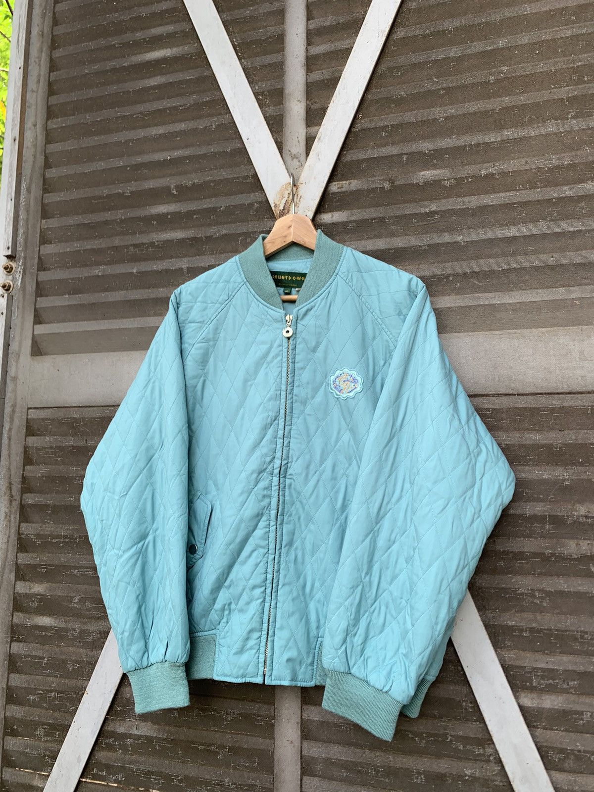 Japanese Brand VINTAGE COUNTDOWN TURQUOISE DIAMOND QUILTED PUFFER JACKET Size US L / EU 52-54 / 3 - 5 Thumbnail