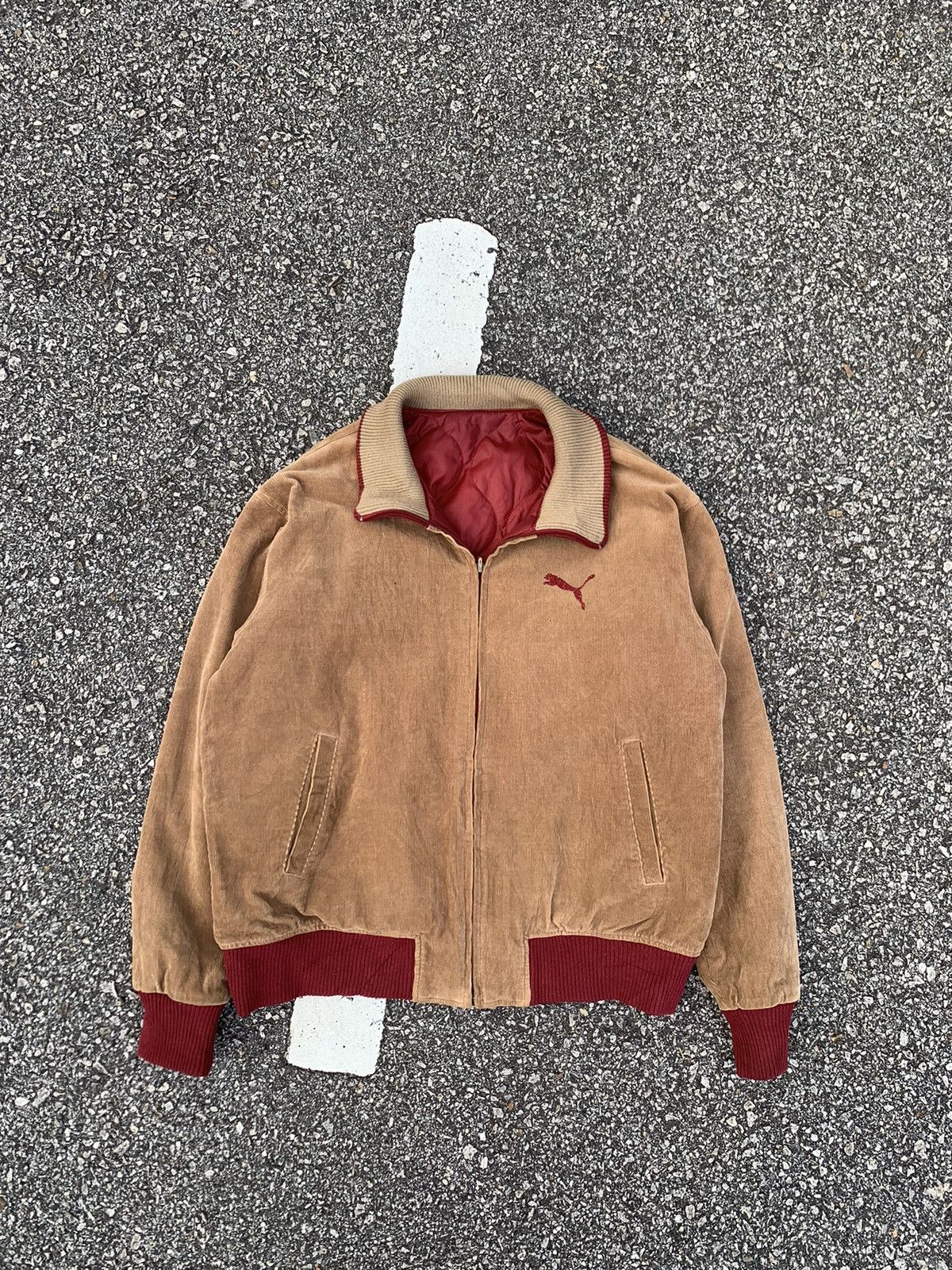 image of Brown Corduroy Reversible Bomber Jacket, Men's (Size Large)