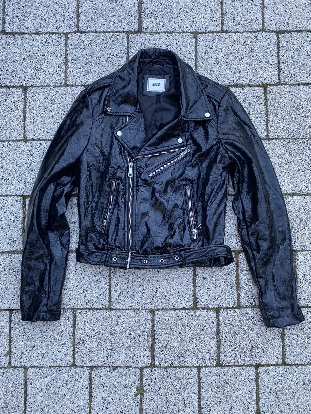 Vintage Eco fake ramones shiny leather jacket Size S / US 4 / IT 40 - 1 Thumbnail