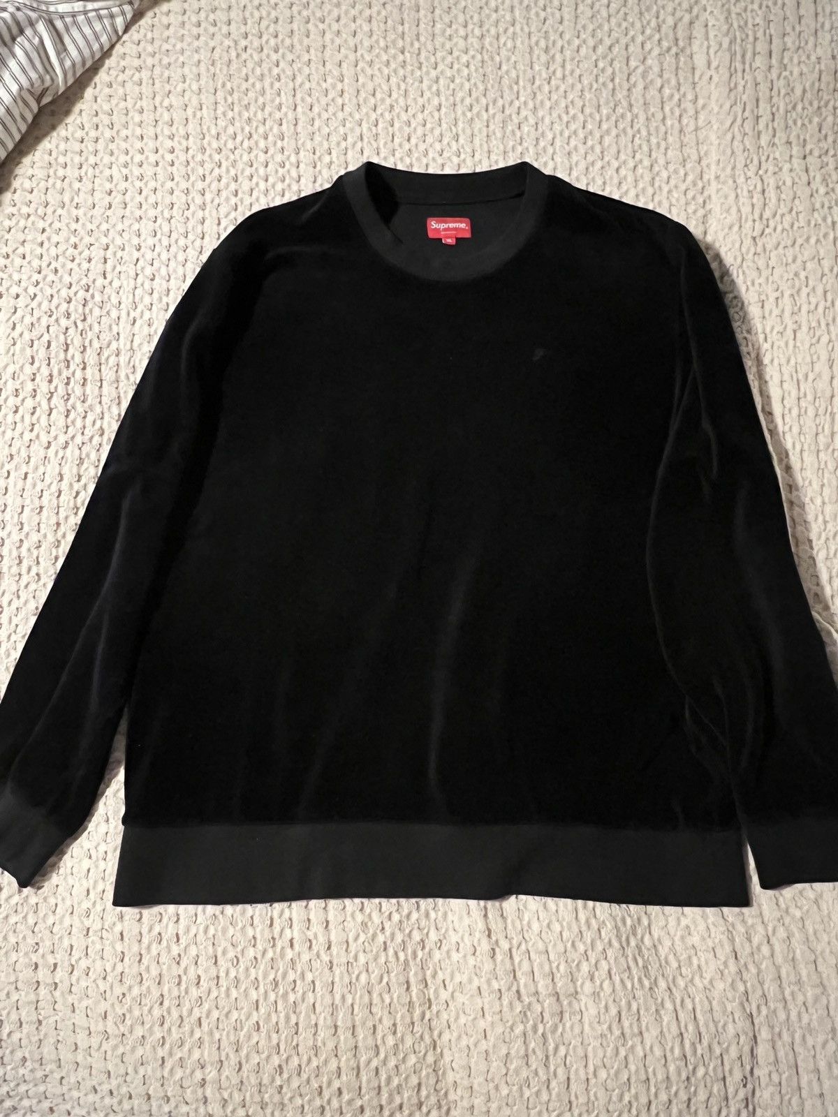 Image of Supreme Velour Crewneck in Black, Men's (Size XL)