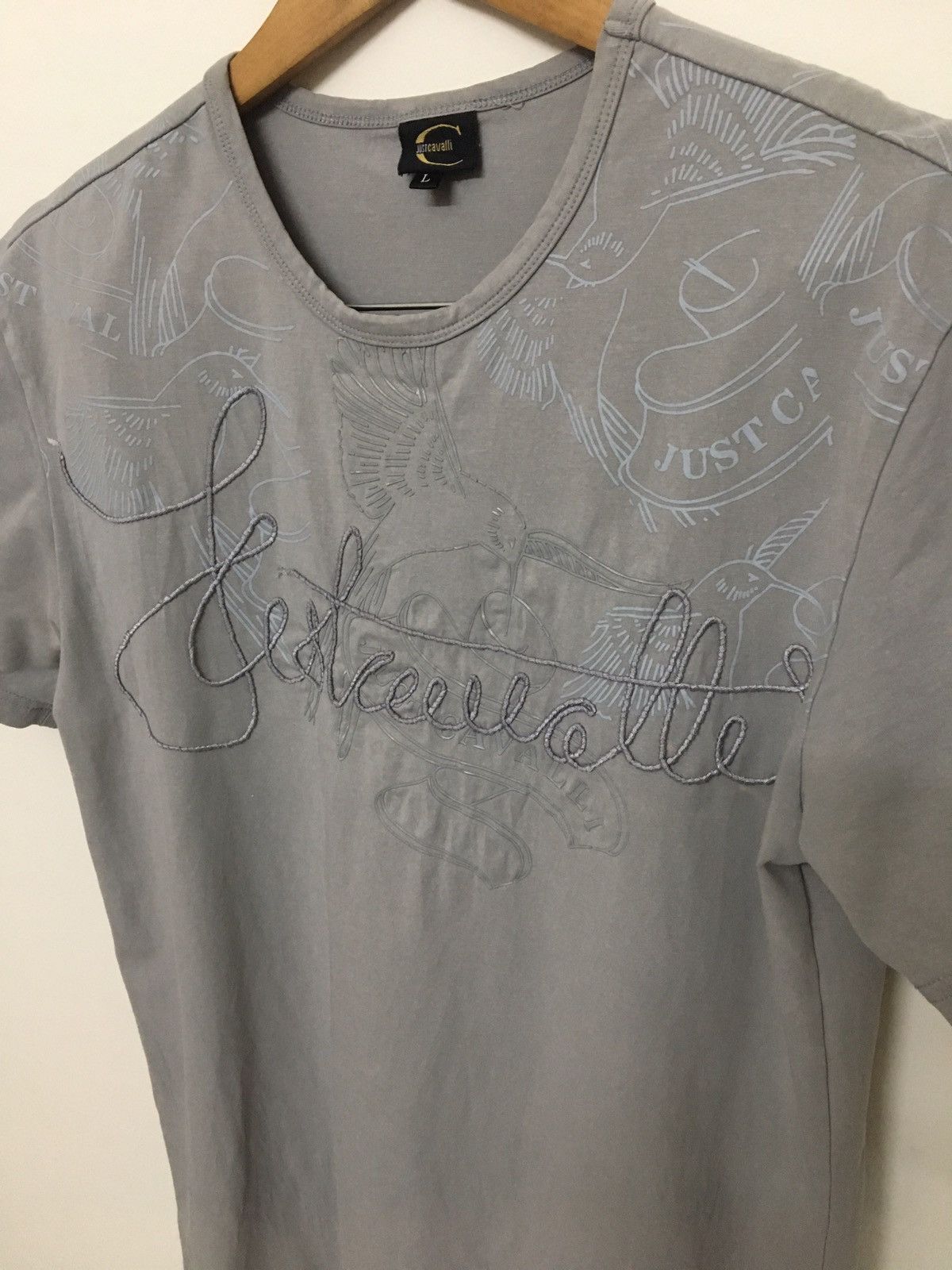 Just Cavalli JUST CAVALLI - EMBROIDERED BIRD PATTERN T-SHIRT Size US L / EU 52-54 / 3 - 2 Thumbnail