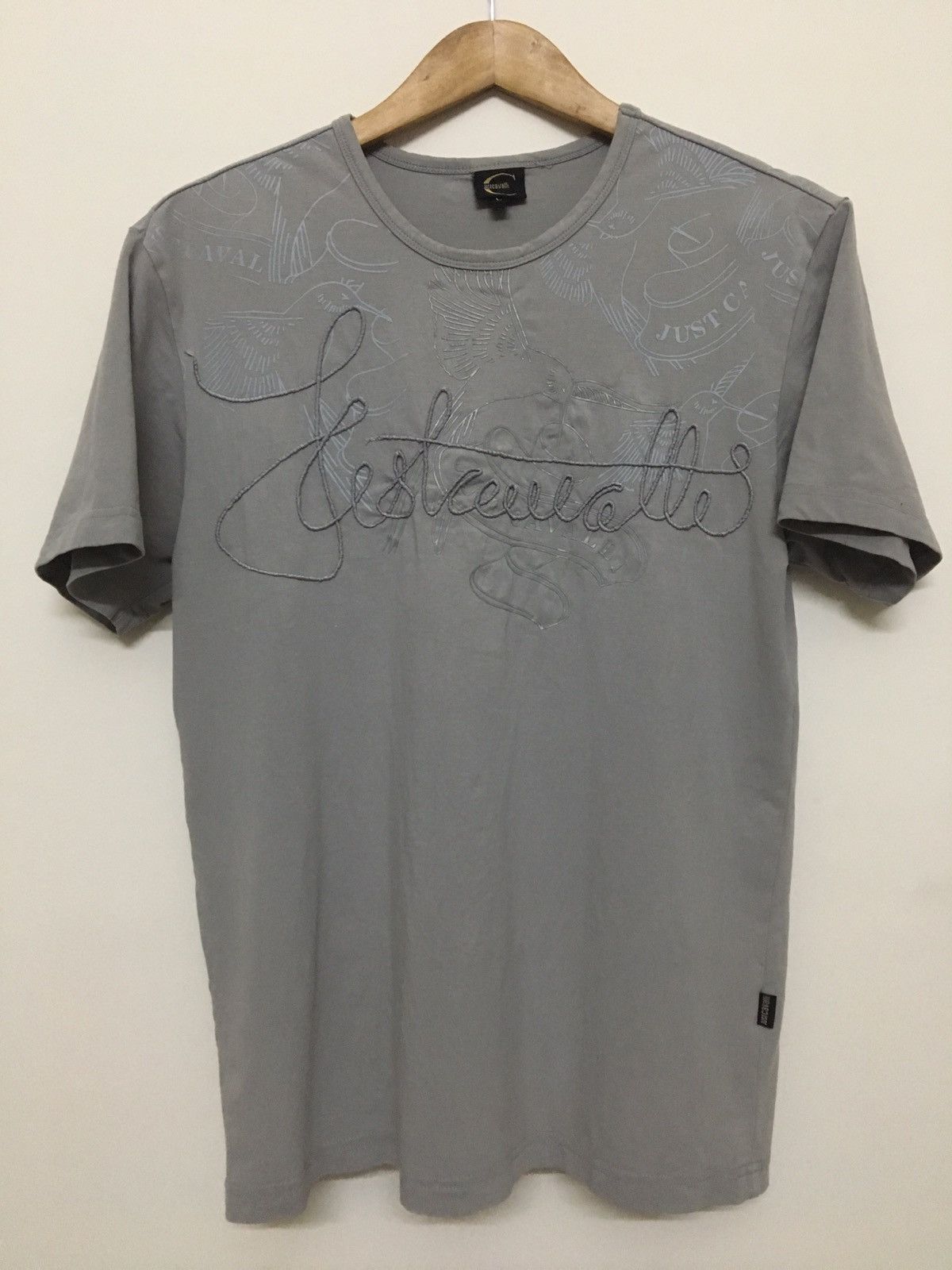 JUST CAVALLI - EMBROIDERED BIRD PATTERN T-SHIRT