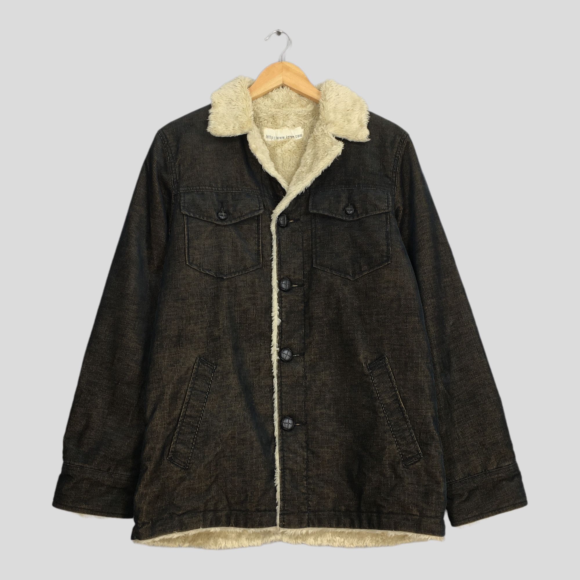 image of Beauty Beast x Comme Ca Ism Izzue Corduroy Sherpa Lining Warmer Jacket Medium in Dark Green, Men's