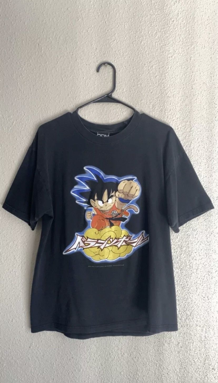 Dragon Ball Z Son Goku character print T-shirt, men's size L cotton black type Vintage Second Hand