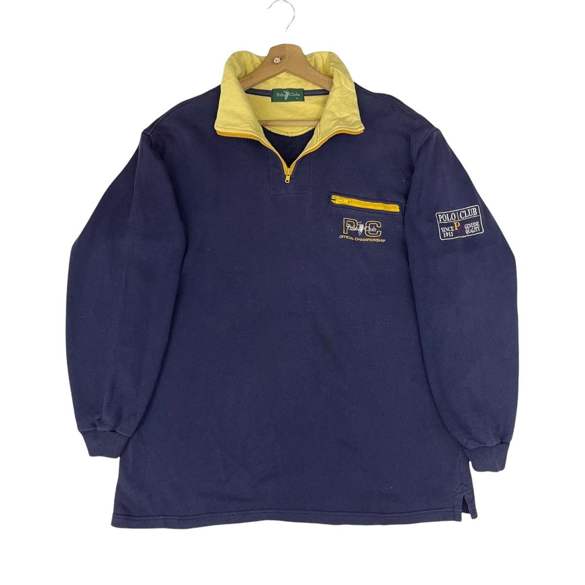 Vintage Vintage 90s Polo Club Halfzip Sweatshirt Size L Size US L / EU 52-54 / 3 - 1 Thumbnail