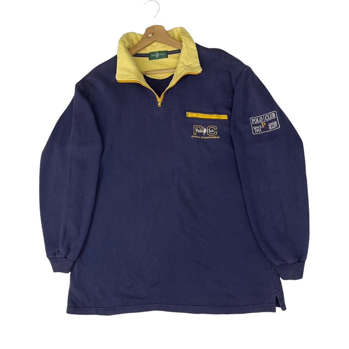 Vintage Vintage 90s Polo Club Halfzip Sweatshirt Size L Size US L / EU 52-54 / 3 - 3 Thumbnail