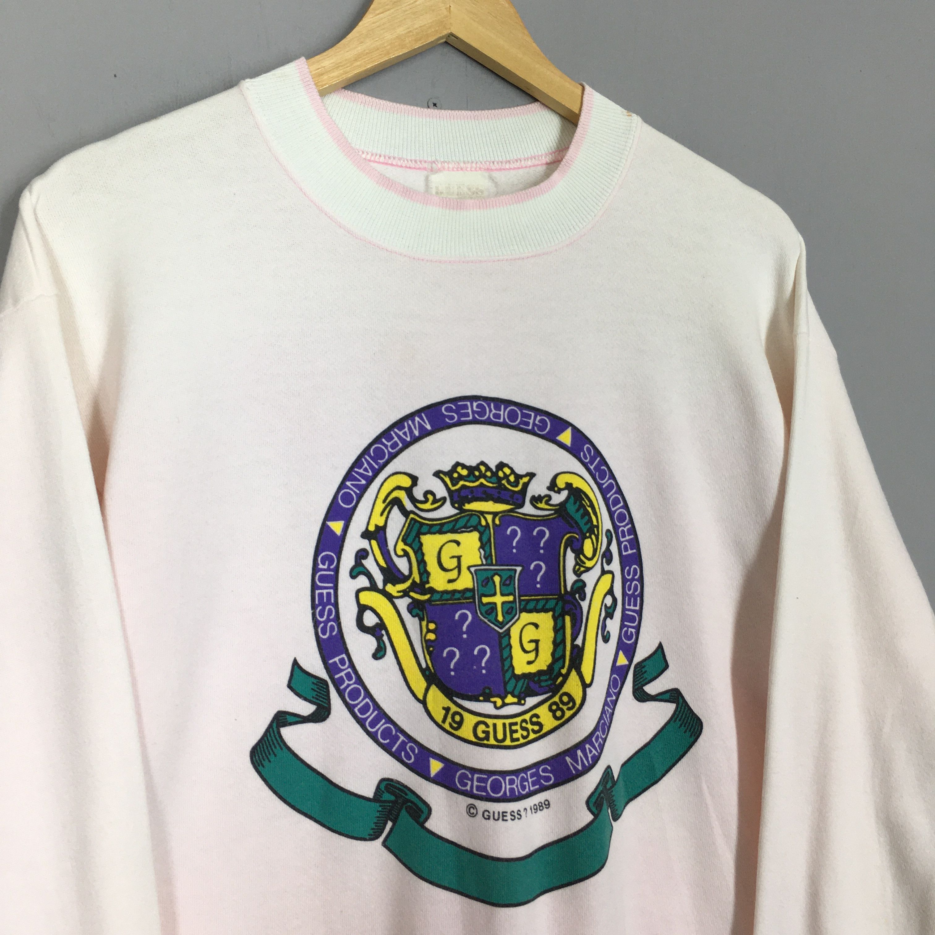Guess × Vintage Vintage 90's Guess Products Soft Pink Sweatshirt Medium Size US M / EU 48-50 / 2 - 3 Thumbnail