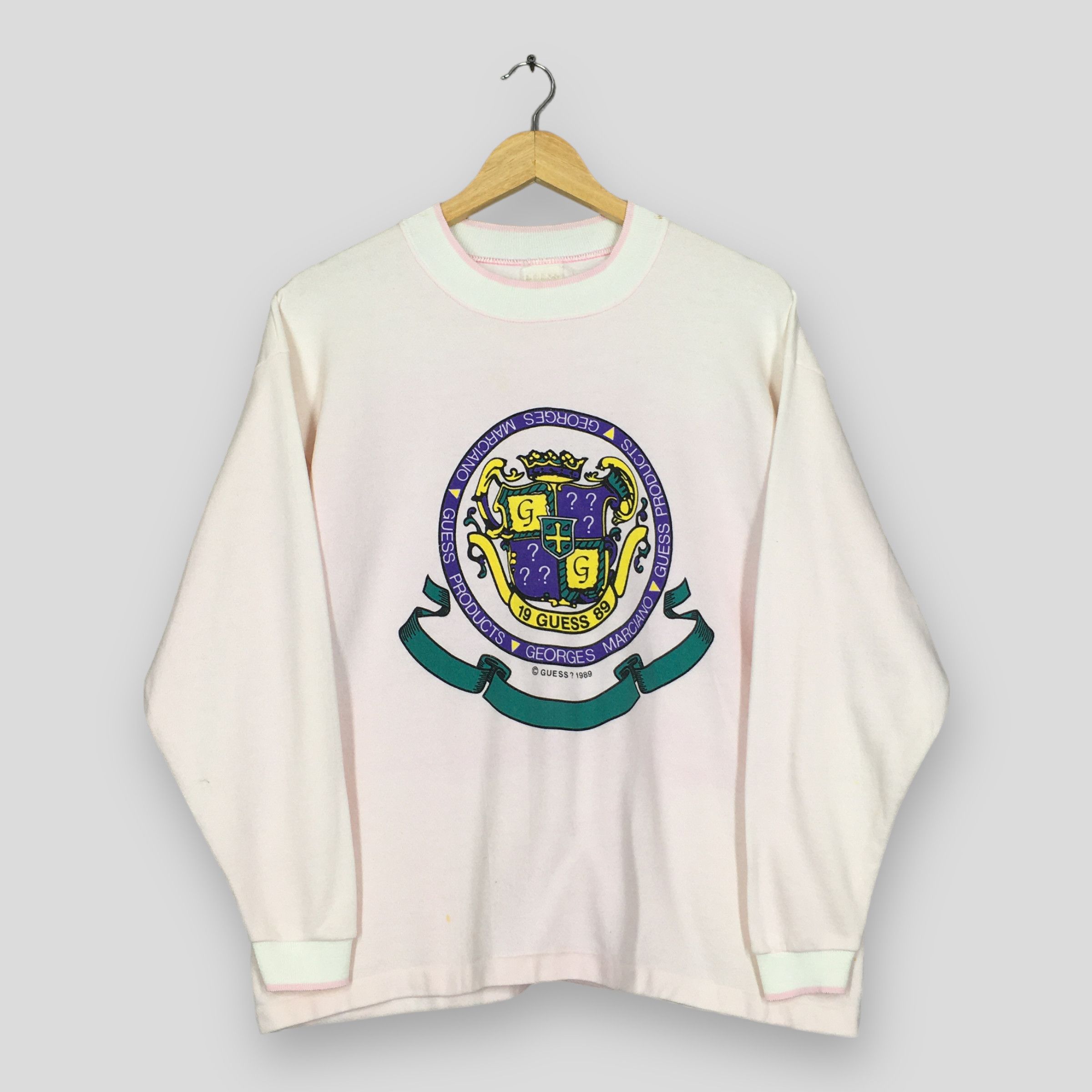 Guess × Vintage Vintage 90's Guess Products Soft Pink Sweatshirt Medium Size US M / EU 48-50 / 2 - 1 Thumbnail