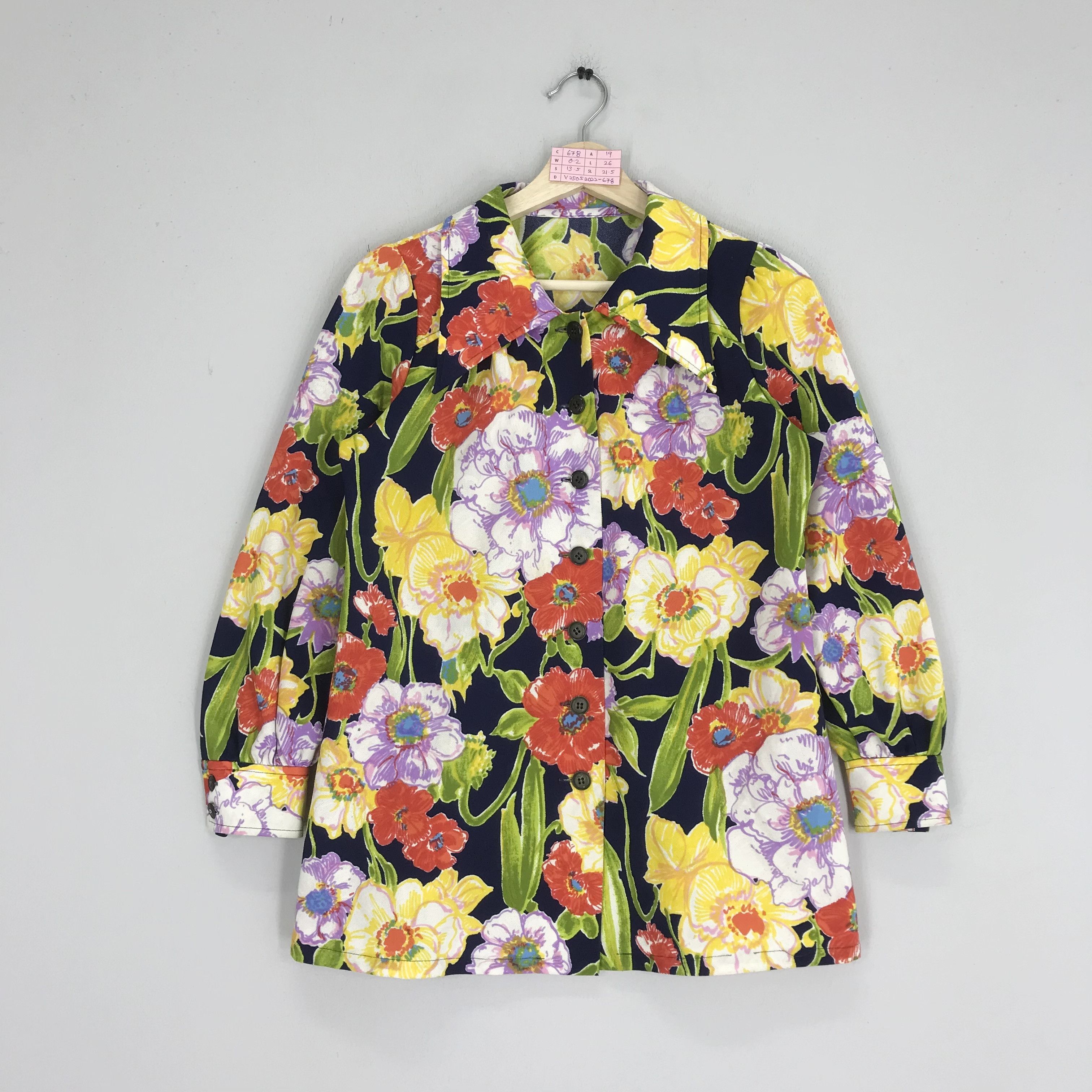 Arts & Science Vintage 90s Retro Hibiscus Flower Overprinted Colourful Size US S / EU 44-46 / 1 - 1 Thumbnail