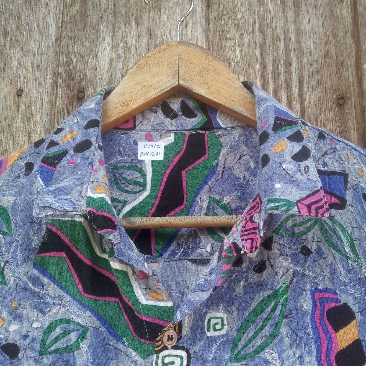Other Vintage Rayon Shirt Printed Abstract Colour Paint Hippies Size US L / EU 52-54 / 3 - 4 Thumbnail