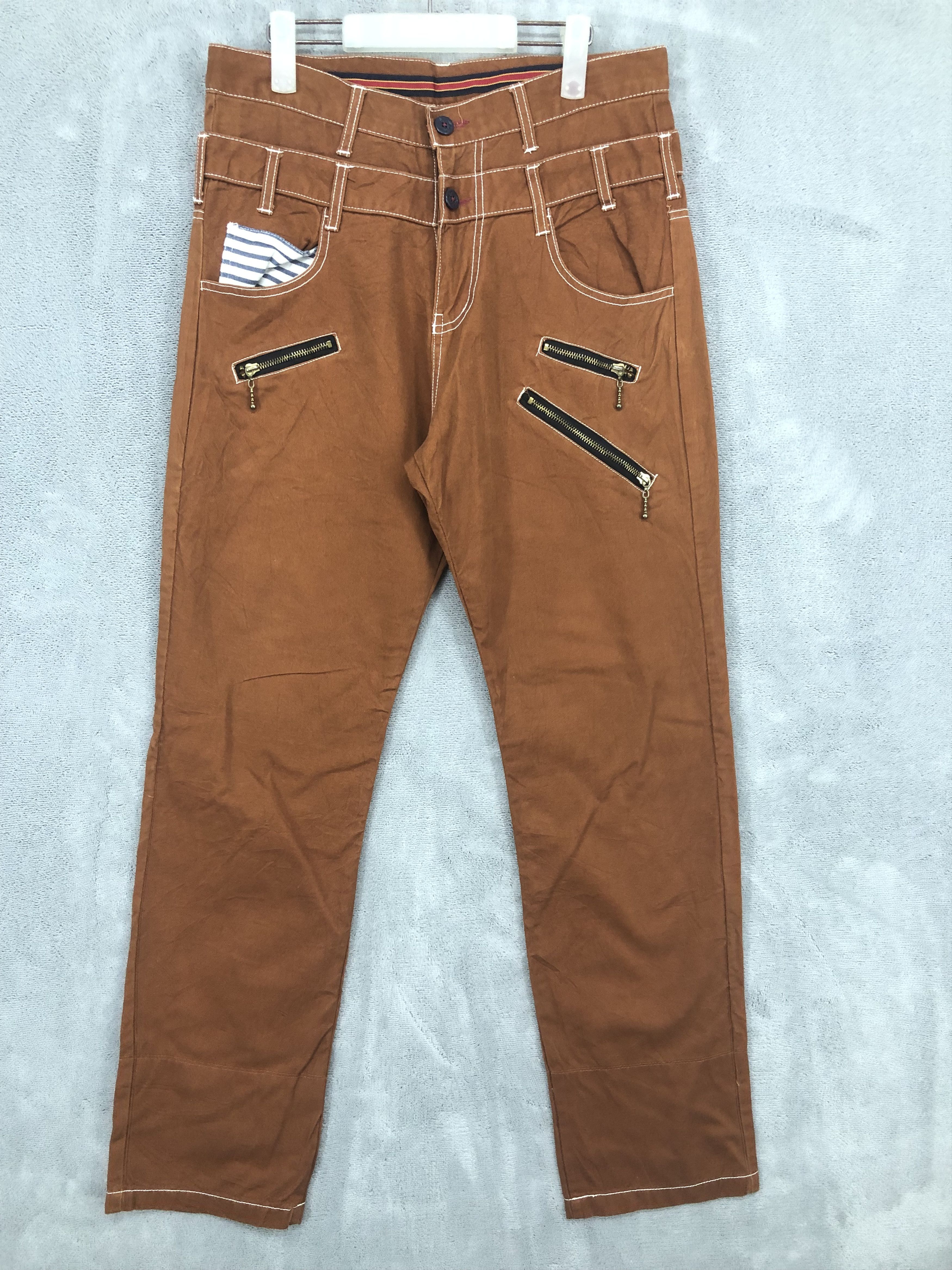 Japan Brown Double Waist Pant Jean Bottoms