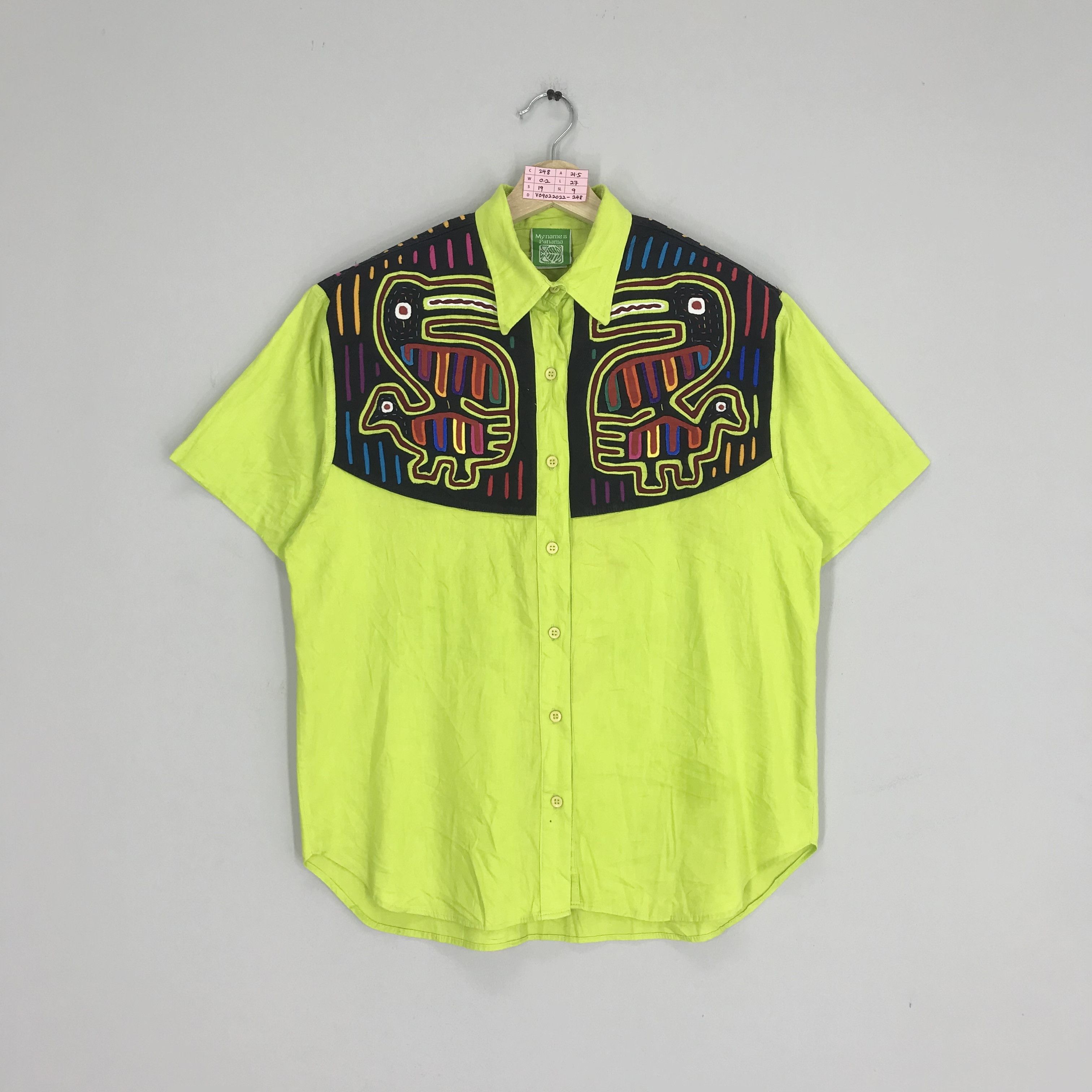 Vintage Vintage Panama Button Down Oxfords Green Artwork Shirt Size US M / EU 48-50 / 2 - 1 Thumbnail