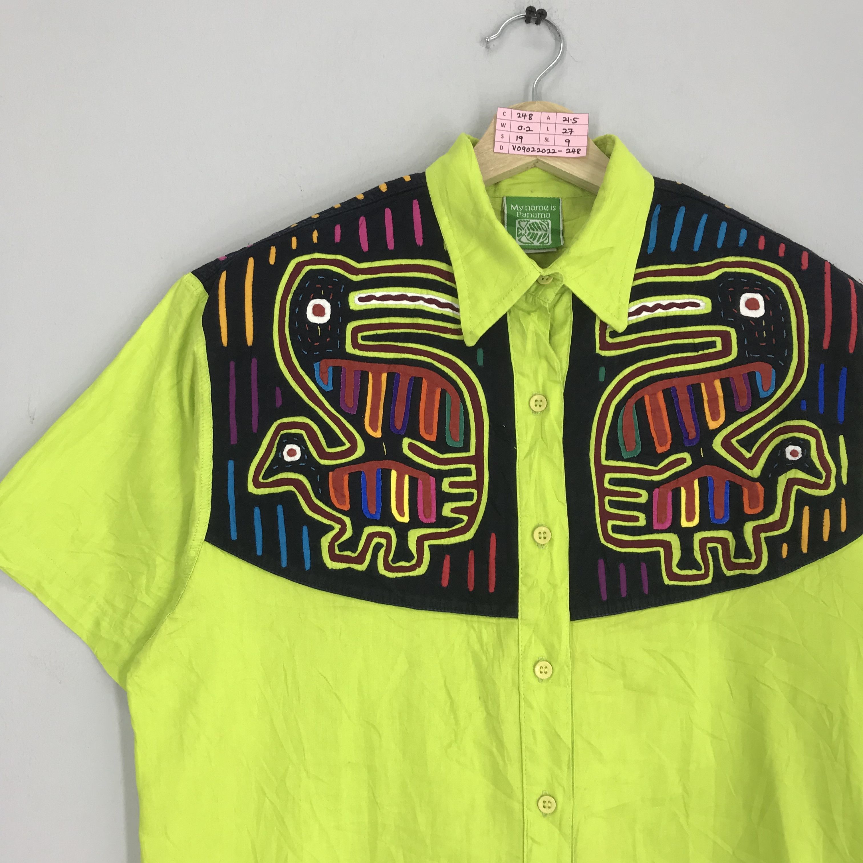 Vintage Vintage Panama Button Down Oxfords Green Artwork Shirt Size US M / EU 48-50 / 2 - 3 Thumbnail