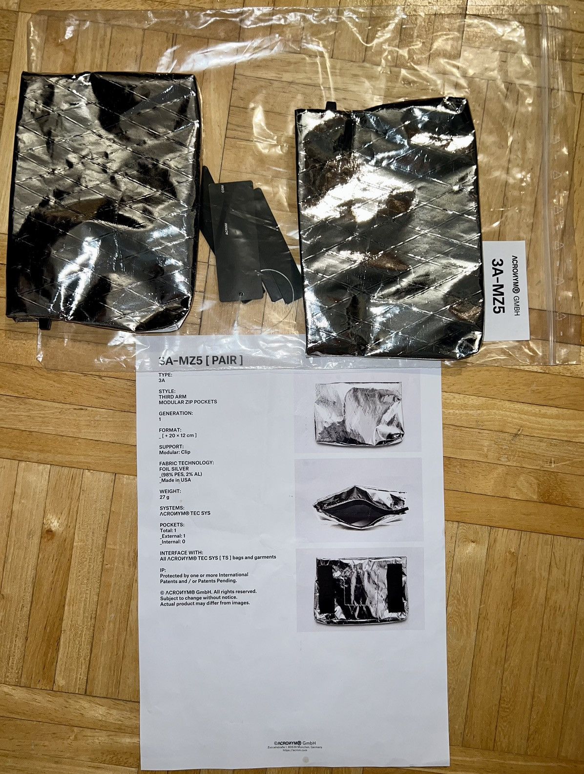 image of Acronym 3A-Mz5 [Pair] Foil Silver in Olive, Men's