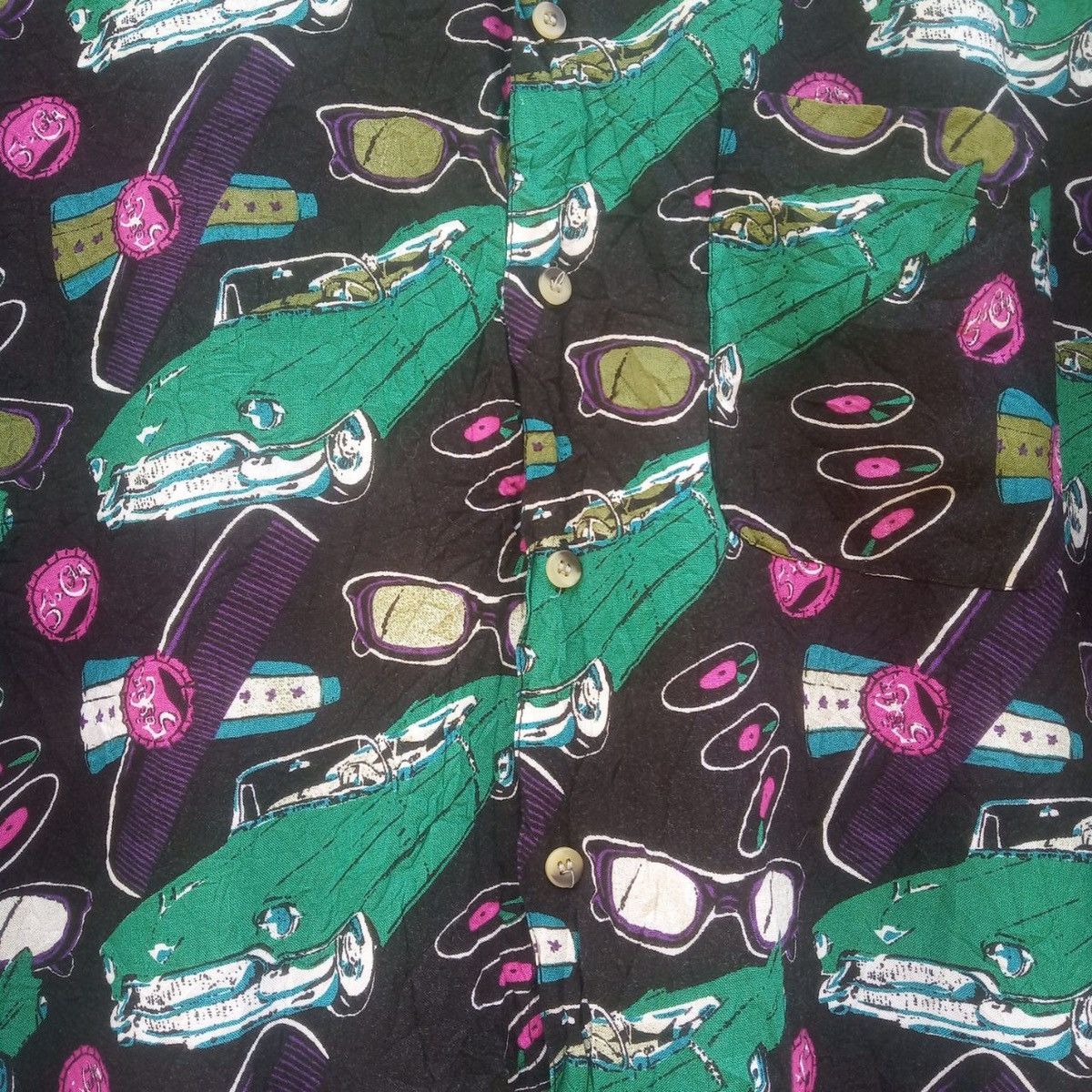 Arts & Science Vintage Hawaiian Rayon Shirt Alloverprint Classic Car Size US XL / EU 56 / 4 - 4 Thumbnail