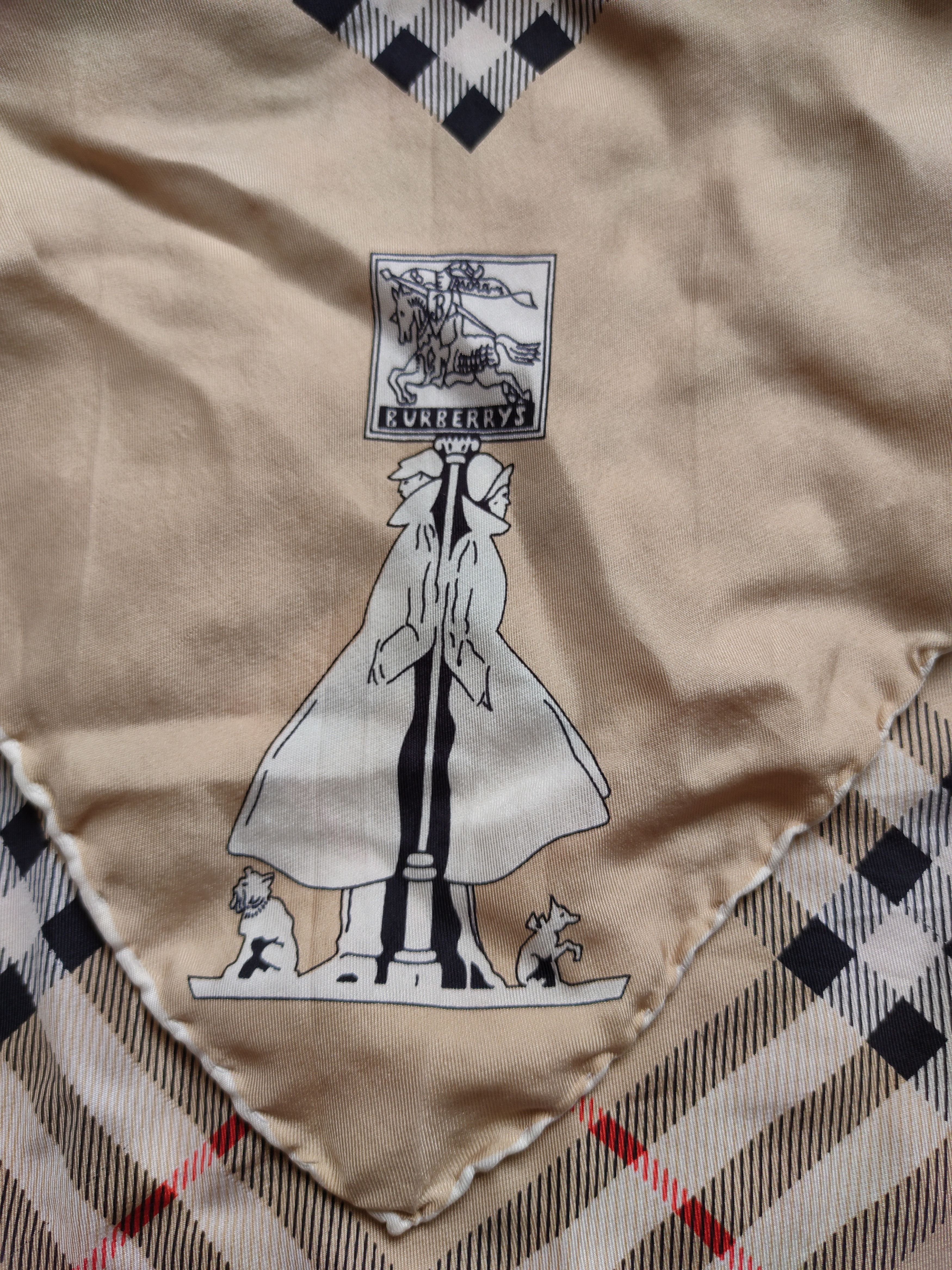 Burberry × Burberry Prorsum Vintage Burberrys Pure Silk Handkerchief Scarf Shawl Burberr Size ONE SIZE - 3 Thumbnail