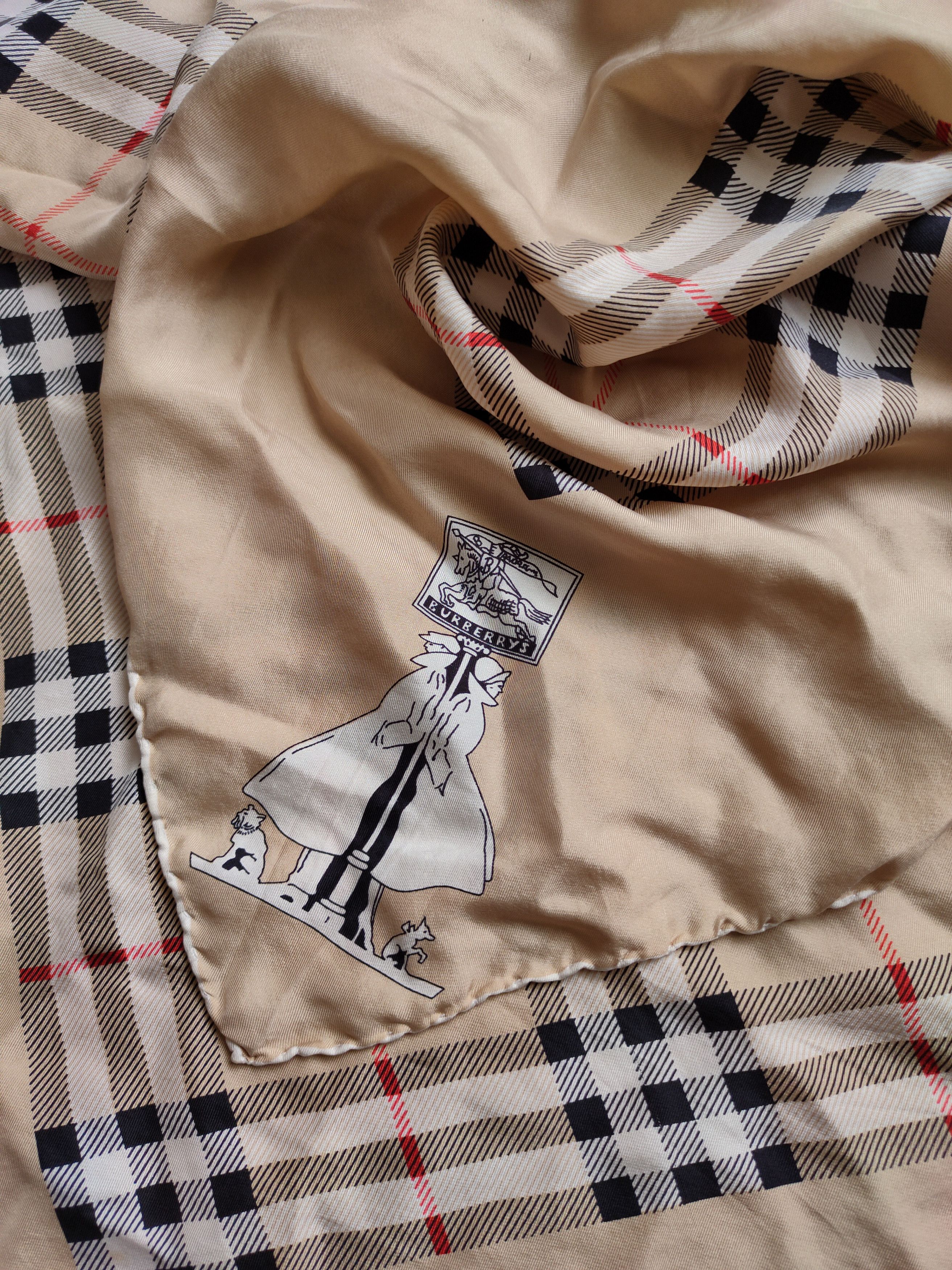 Burberry × Burberry Prorsum Vintage Burberrys Pure Silk Handkerchief Scarf Shawl Burberr Size ONE SIZE - 2 Thumbnail