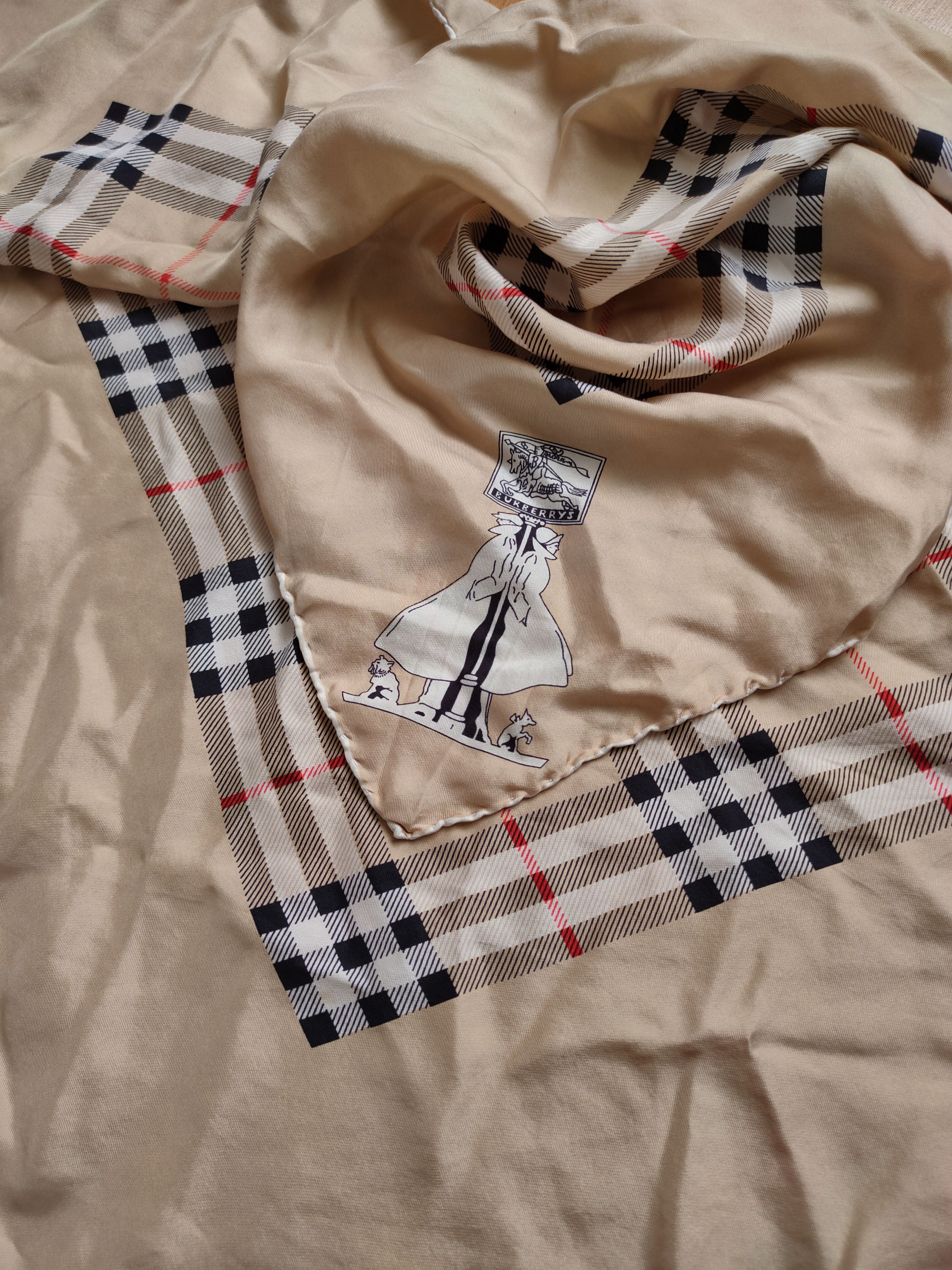 Burberry × Burberry Prorsum Vintage Burberrys Pure Silk Handkerchief Scarf Shawl Burberr Size ONE SIZE - 1 Thumbnail