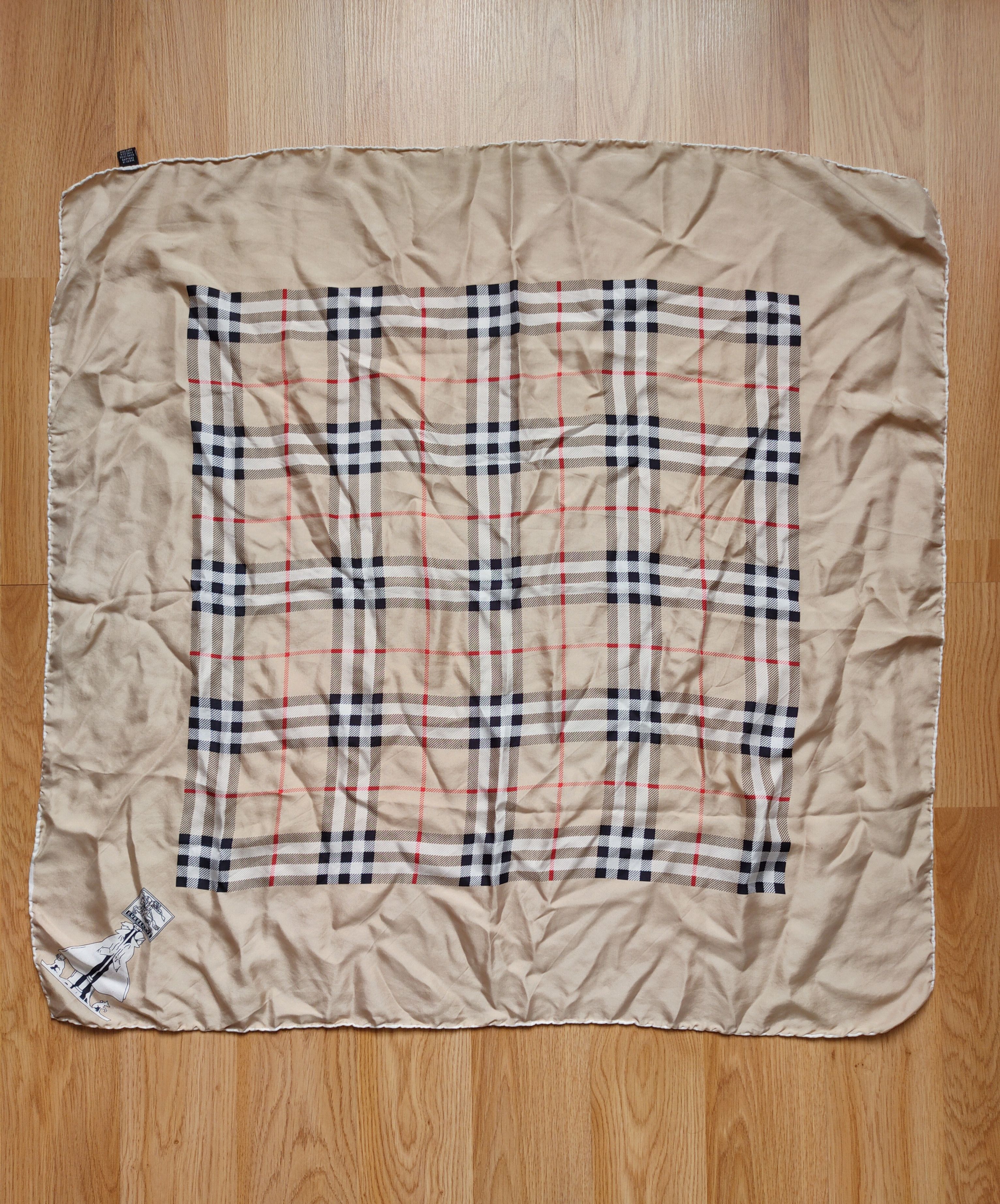 Burberry × Burberry Prorsum Vintage Burberrys Pure Silk Handkerchief Scarf Shawl Burberr Size ONE SIZE - 7 Thumbnail