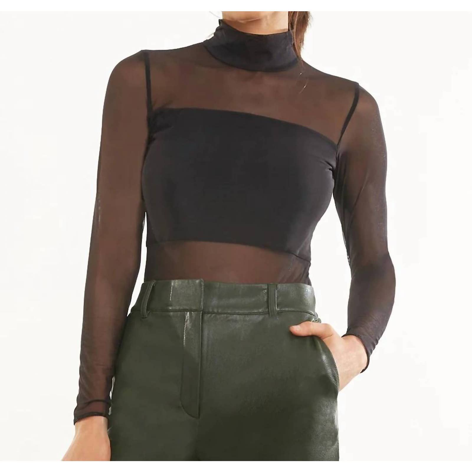 Commando Chic Mesh Mockneck Paneled Bodysuit In Black | Grailed