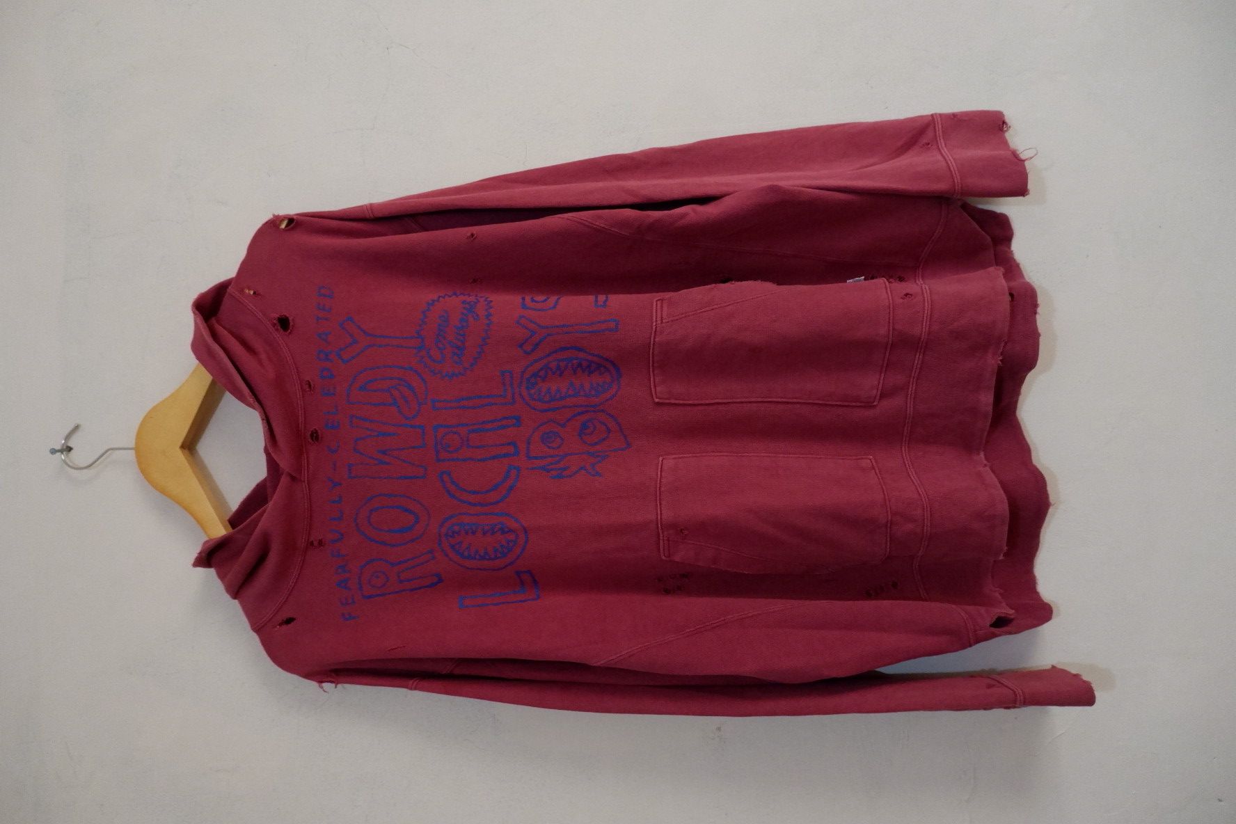 image of Seditionaries Rna Inc Distressed Pullover Hoodie in Maroon, Men's (Size Large)