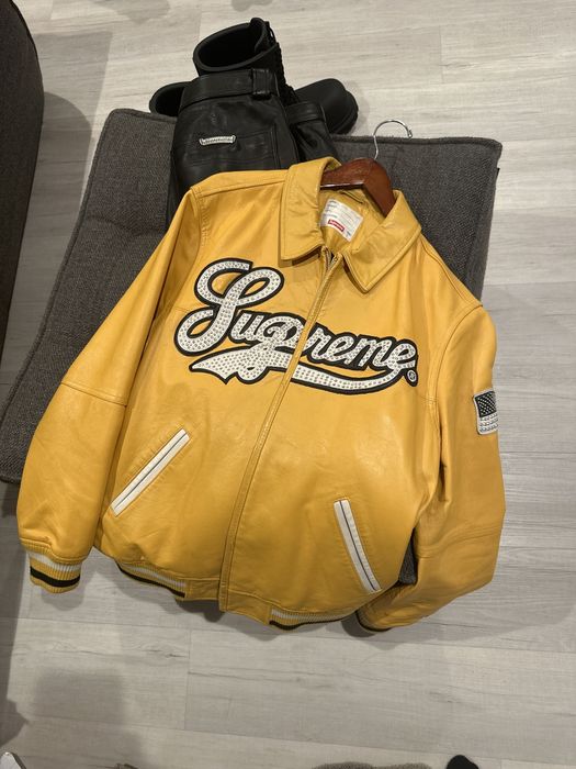 supreme uptown studded leather jacket