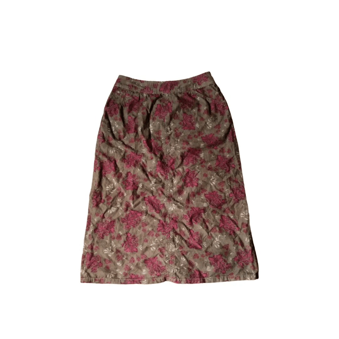 Eddie Bauer × Le Grande Bleu (L.G.B.) × Vintage Eddie Bauer Skirt Corduroy Flower pattern Size 30" / US 8 / IT 44 - 1 Thumbnail