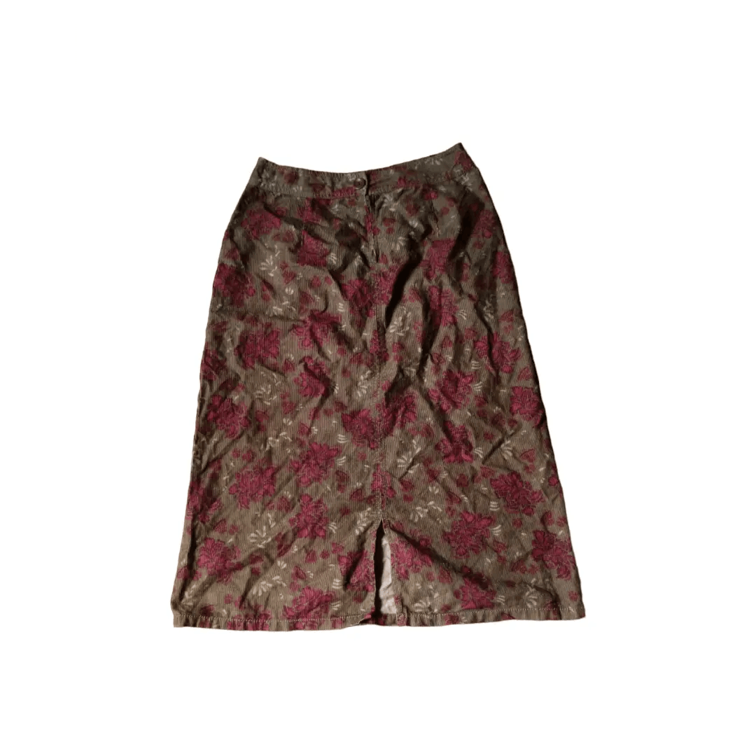 Eddie Bauer × Le Grande Bleu (L.G.B.) × Vintage Eddie Bauer Skirt Corduroy Flower pattern Size 30" / US 8 / IT 44 - 2 Thumbnail