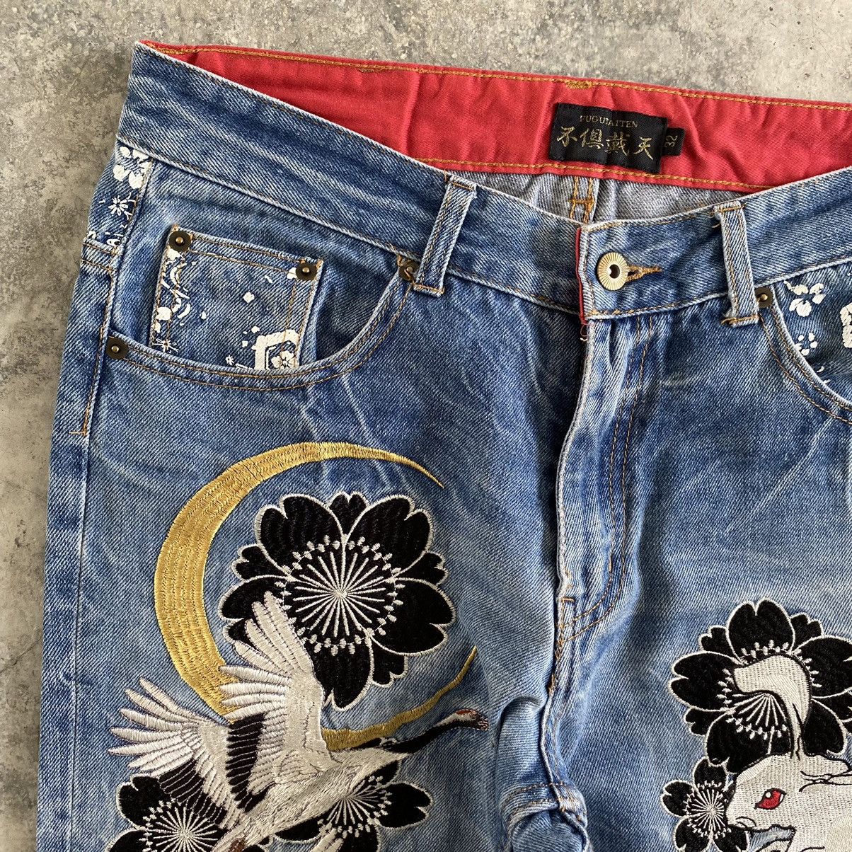 Karakuri Tamashii Karakuri Tanmashii Style Fugutaiten Embroidered Tattoo Jeans Size US 32 / EU 48 - 7 Thumbnail