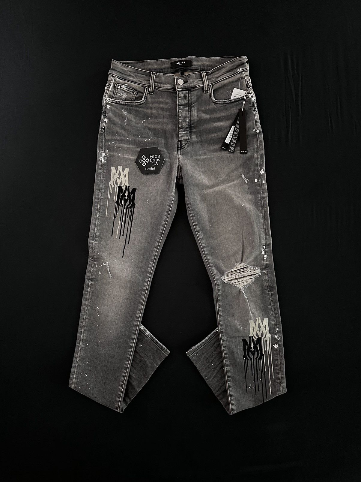 Amiri Grey MA Stencil Denim Jeans