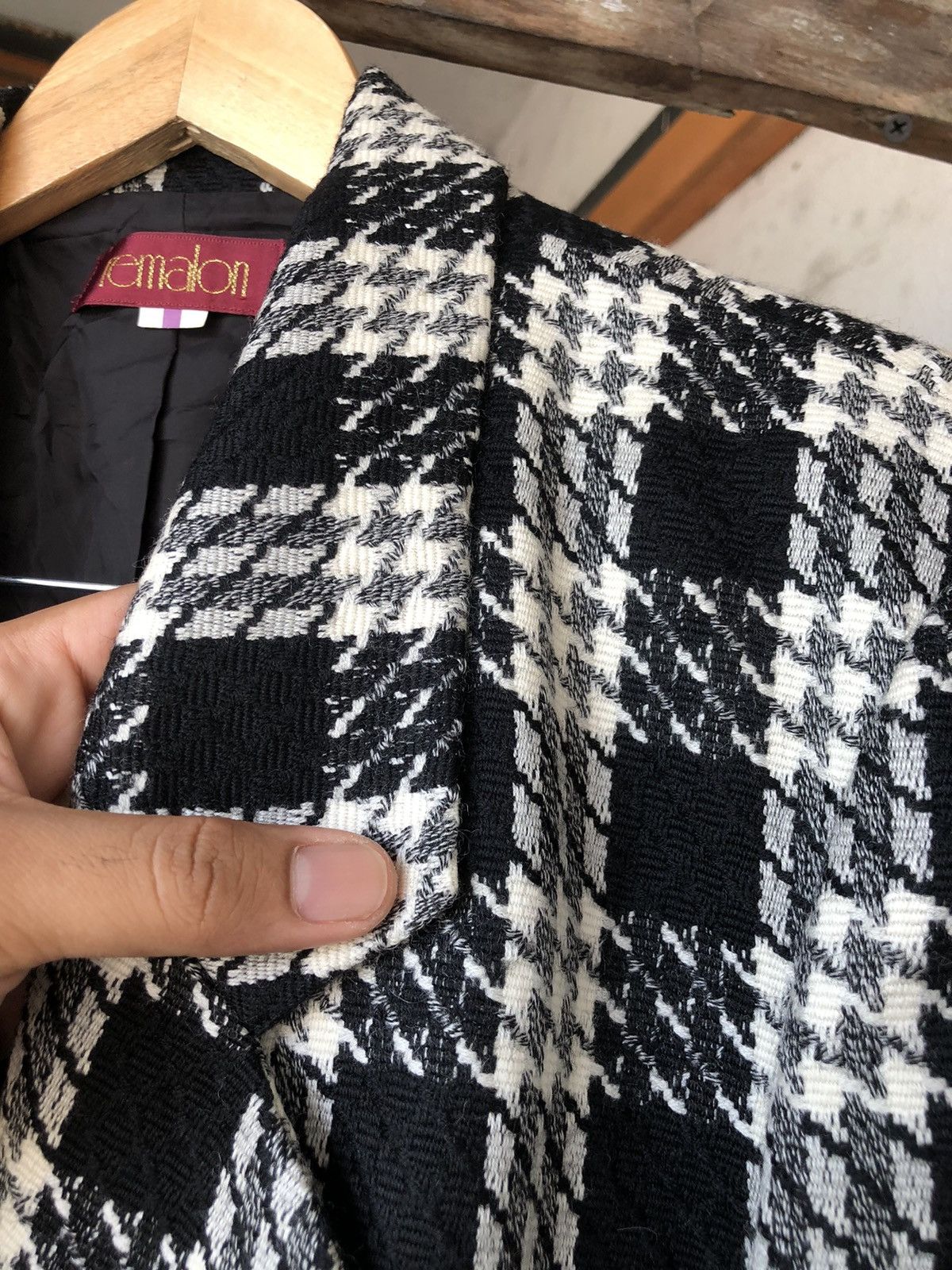 Vintage Vintage Remalon Houndstooth Single Breasted Blazer Jackets Size US L / EU 52-54 / 3 - 10 Thumbnail