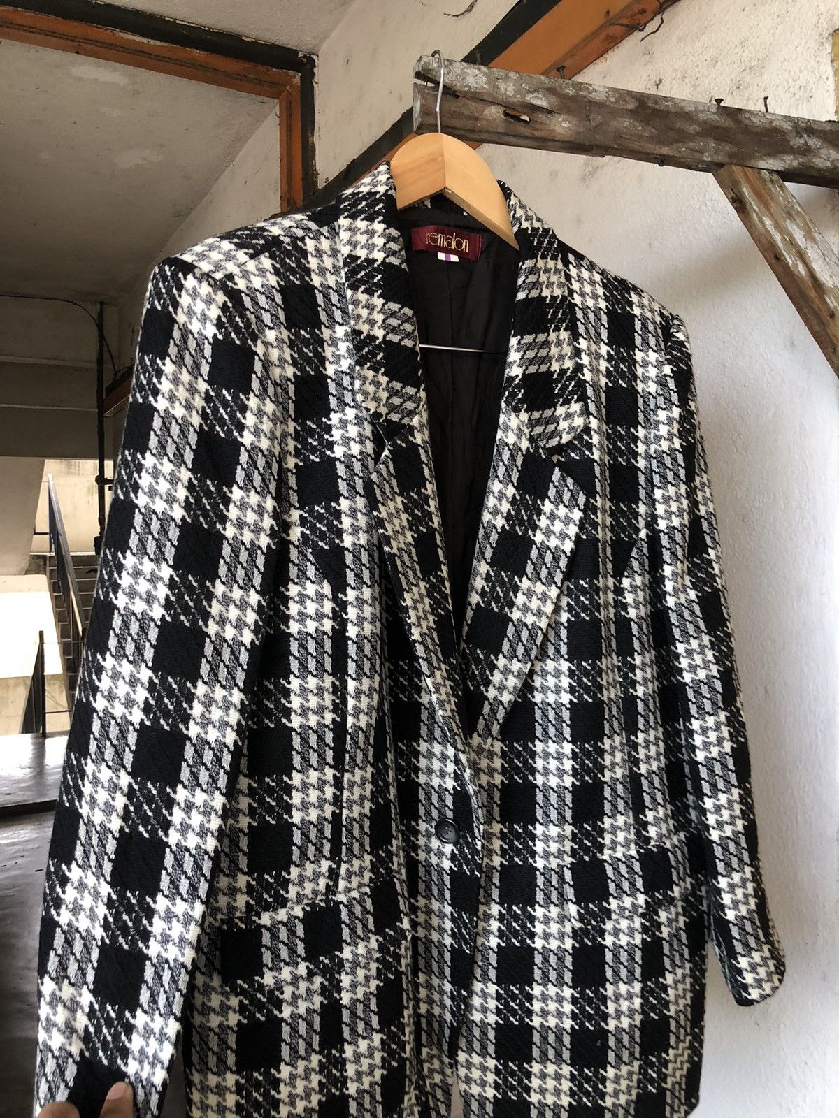 Vintage Vintage Remalon Houndstooth Single Breasted Blazer Jackets Size US L / EU 52-54 / 3 - 11 Thumbnail