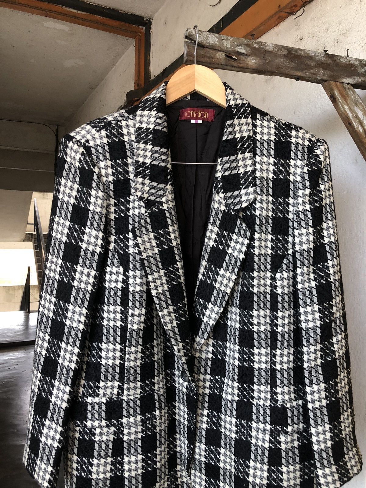 Vintage Vintage Remalon Houndstooth Single Breasted Blazer Jackets Size US L / EU 52-54 / 3 - 5 Thumbnail