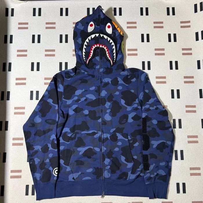 BAPE Color Camo Detachable Shark Full Zip Hoodie 'Blue