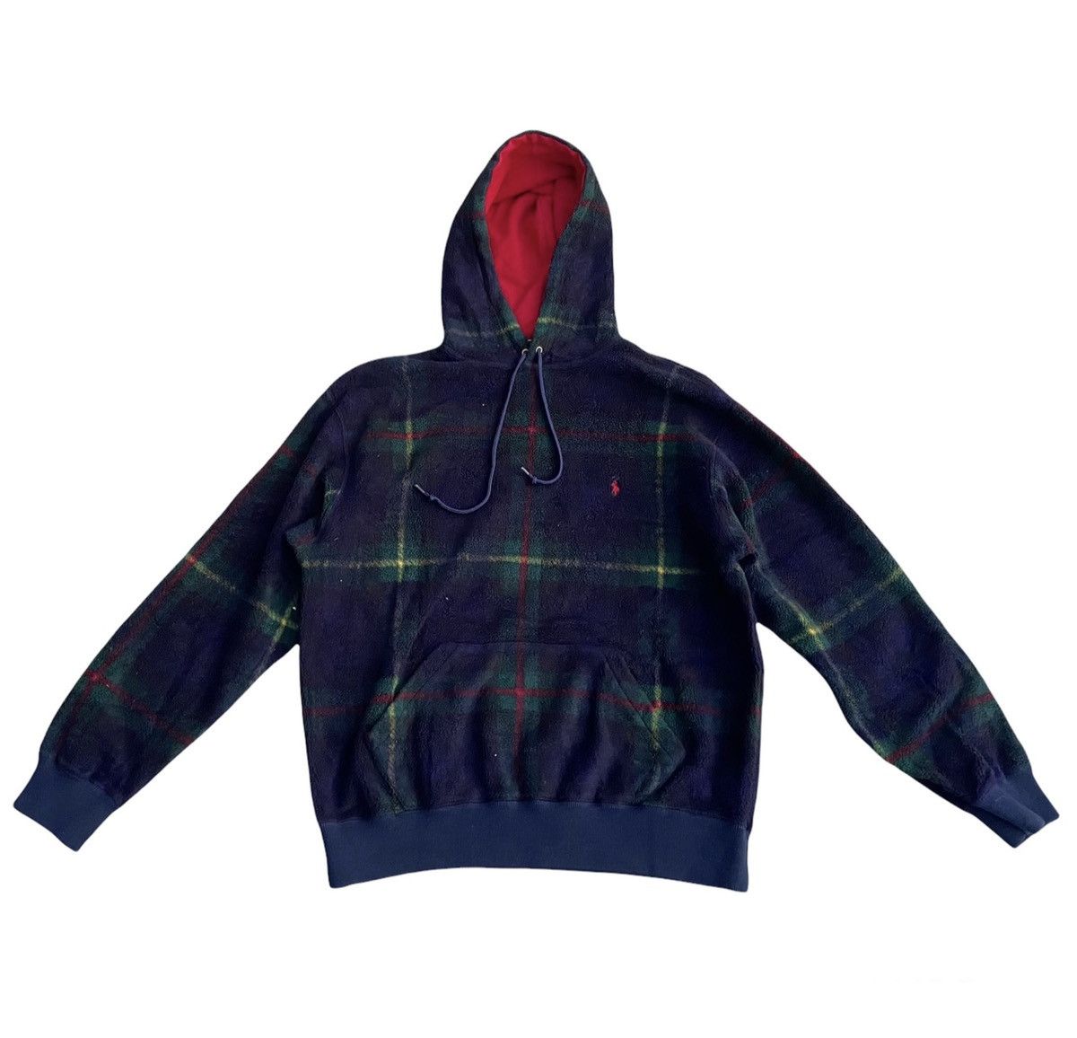 image of 90's Polo Ralph Laurent Tartan Hoodie in Green, Men's (Size Large)