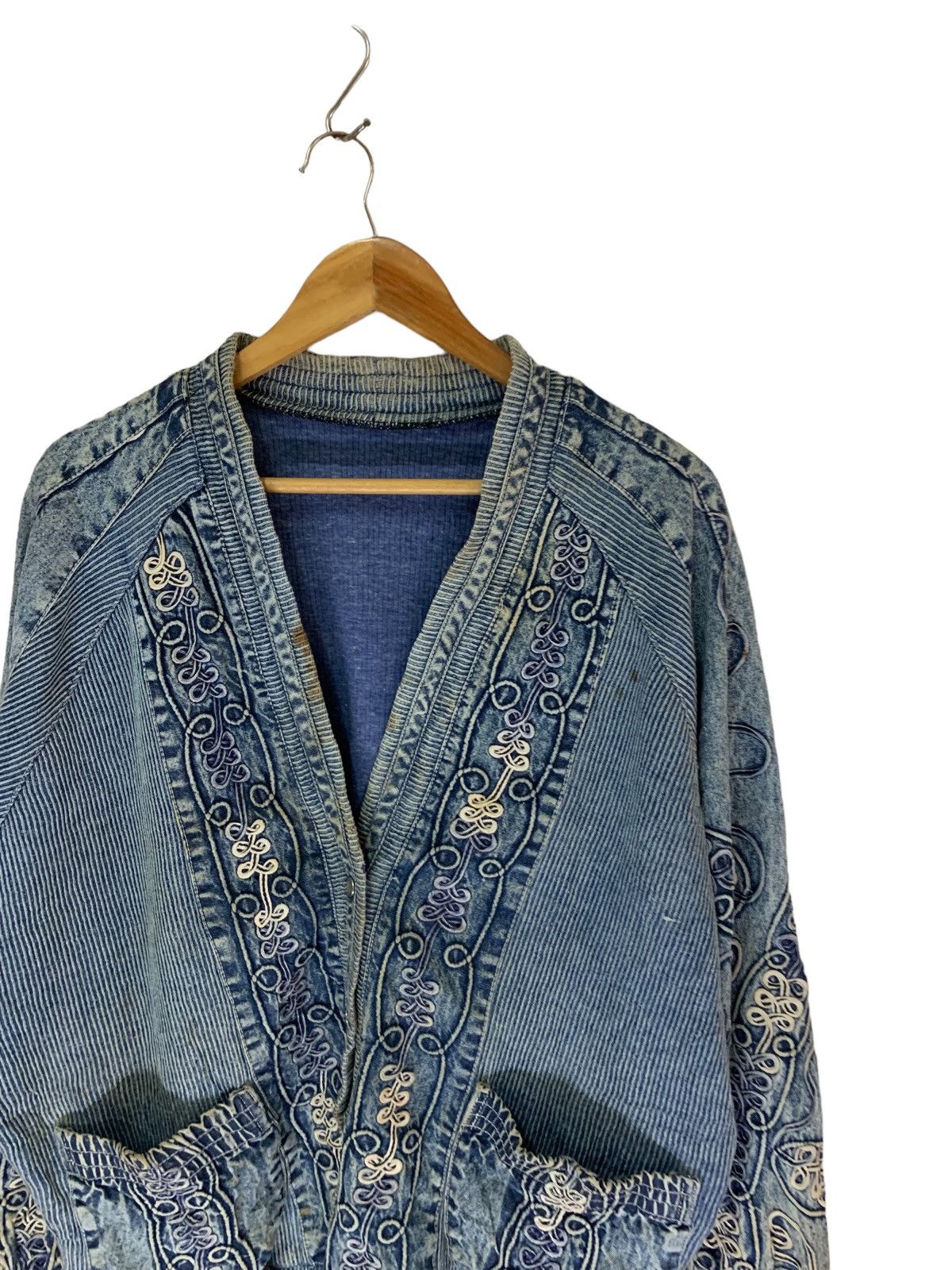 Japanese Brand × Vintage Vintage Denim Cardigan Size US L / EU 52-54 / 3 - 2 Thumbnail