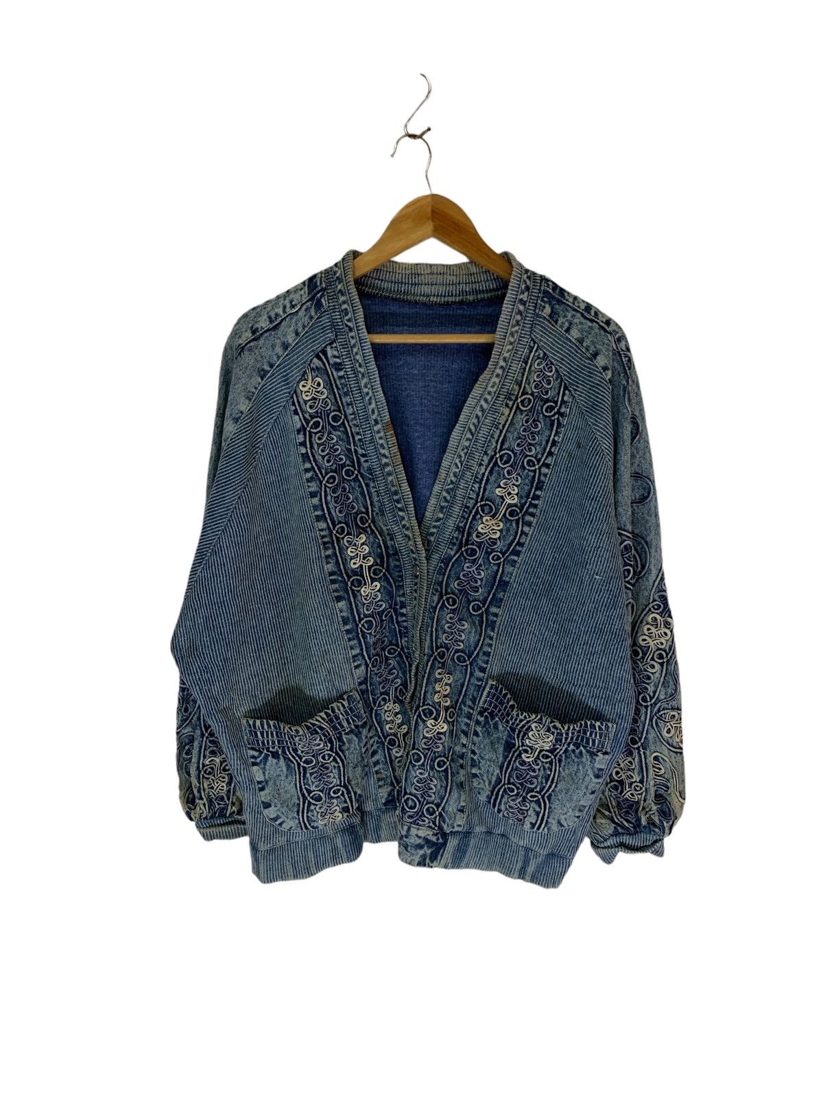 Japanese Brand × Vintage Vintage Denim Cardigan Size US L / EU 52-54 / 3 - 1 Thumbnail